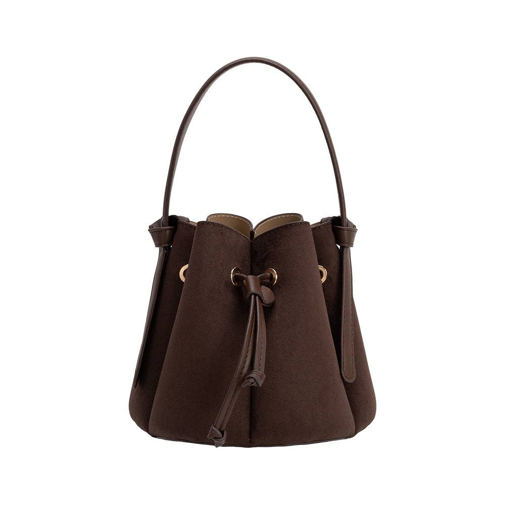 Mini Vegan Suede Top Handle Bag | Chocolate
