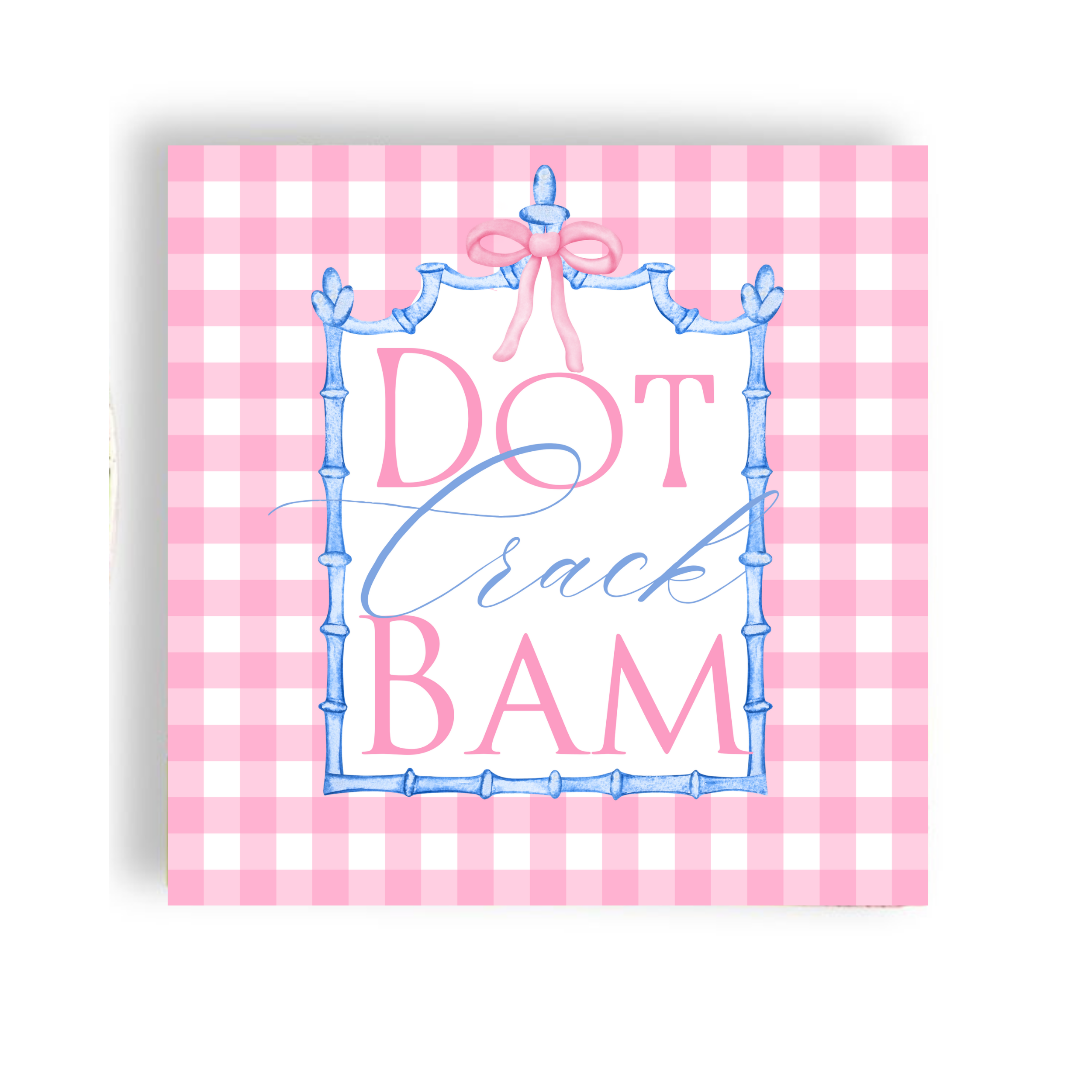 Mahjong Cocktail Napkin | Pink Plaid