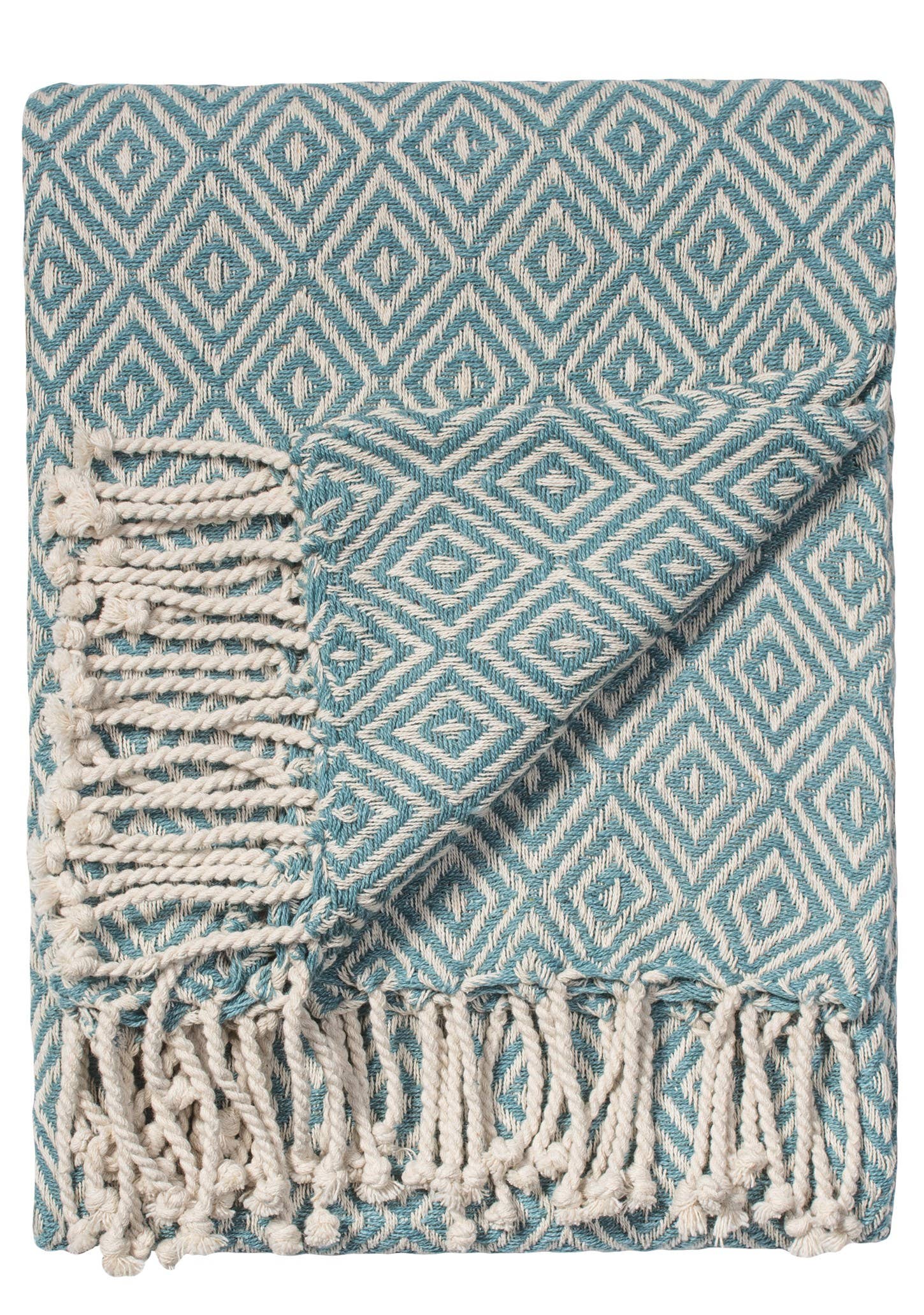 Diamond Cotton Throw | Bermuda Blue