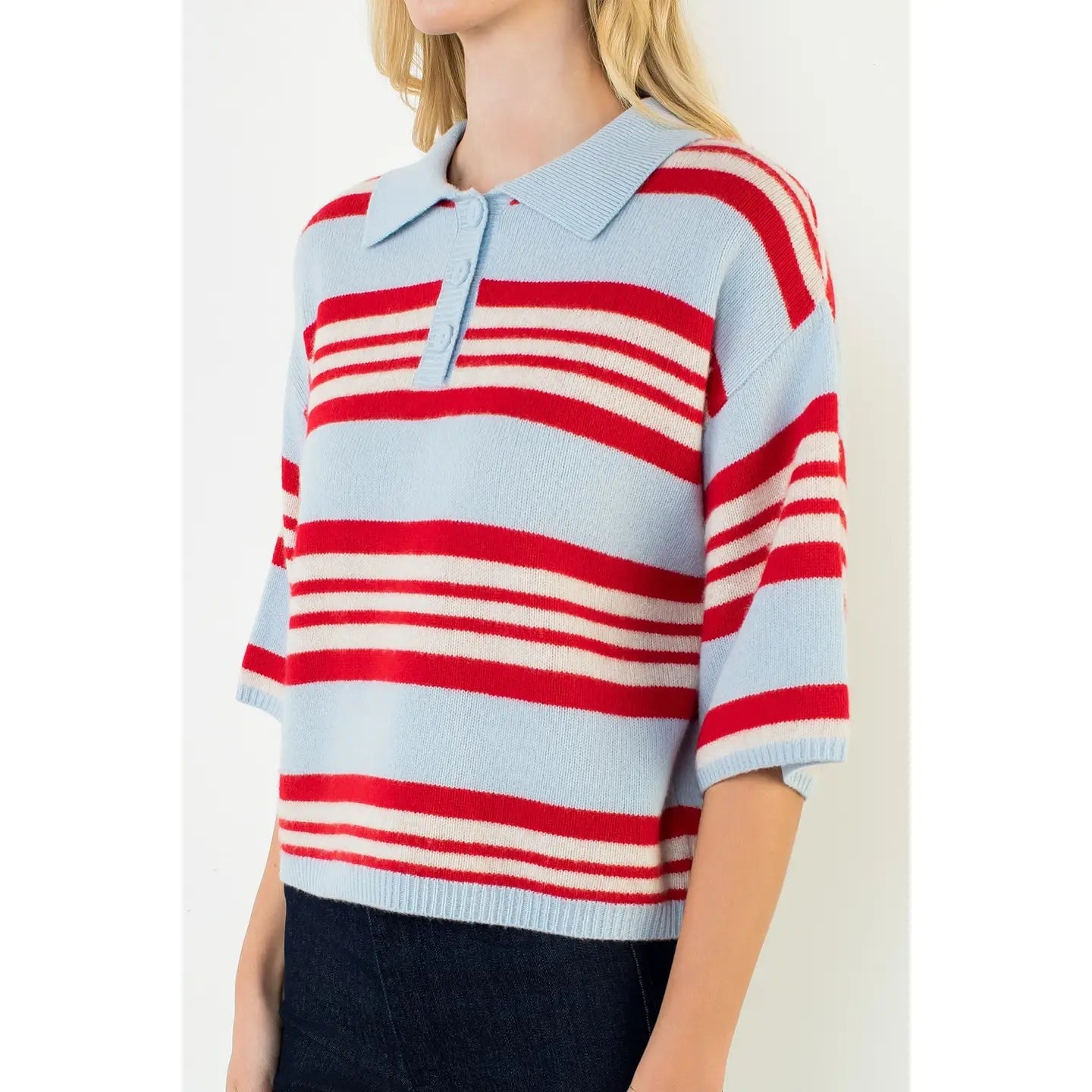 Clarice Striped Collared Sweater
