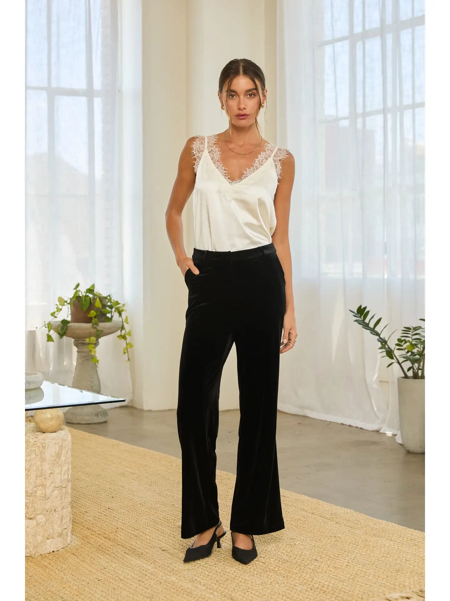 Veronica Velvet Pants | Black