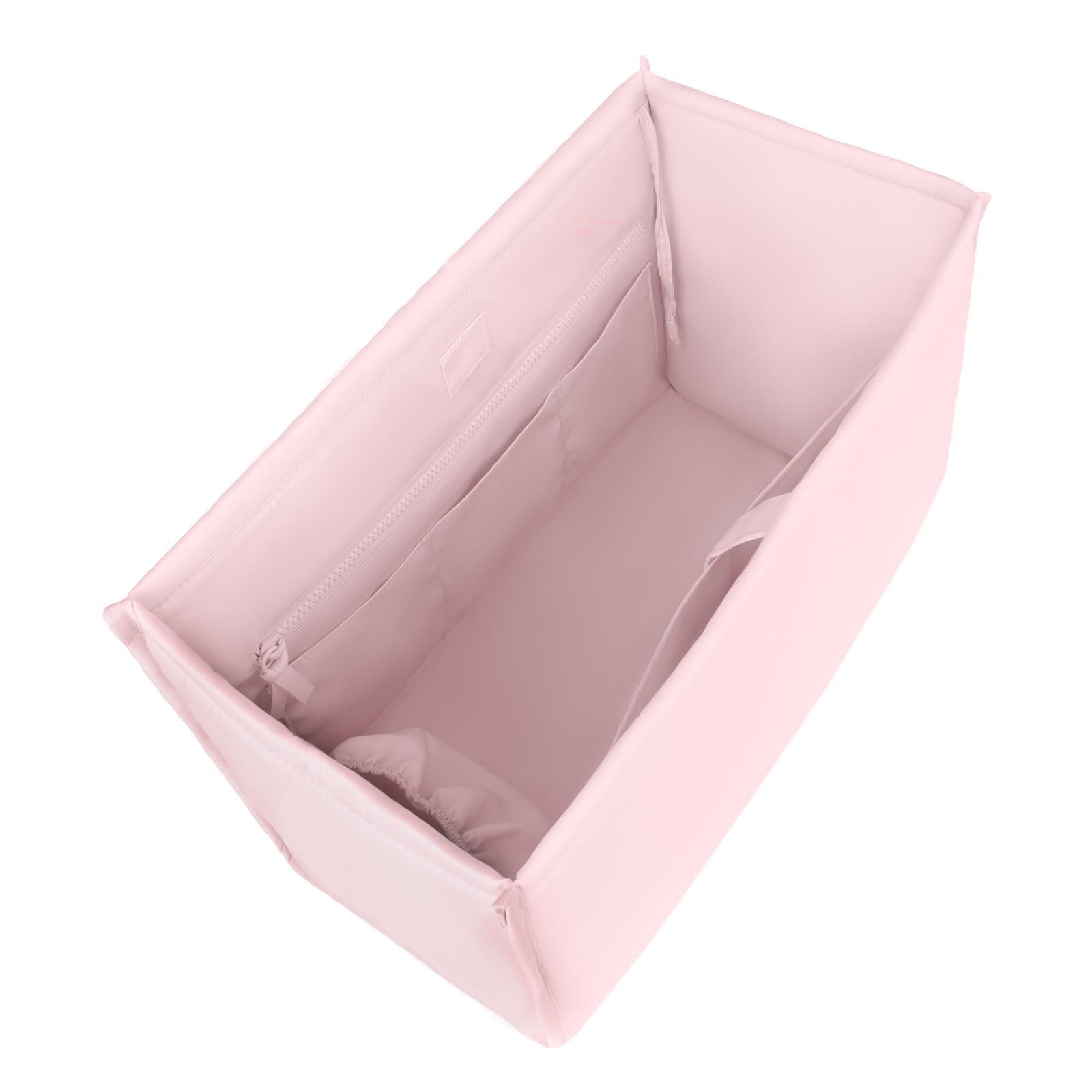 Case-Mate tote bag organizer insert in ballet pink fabric with interior zipper pocket