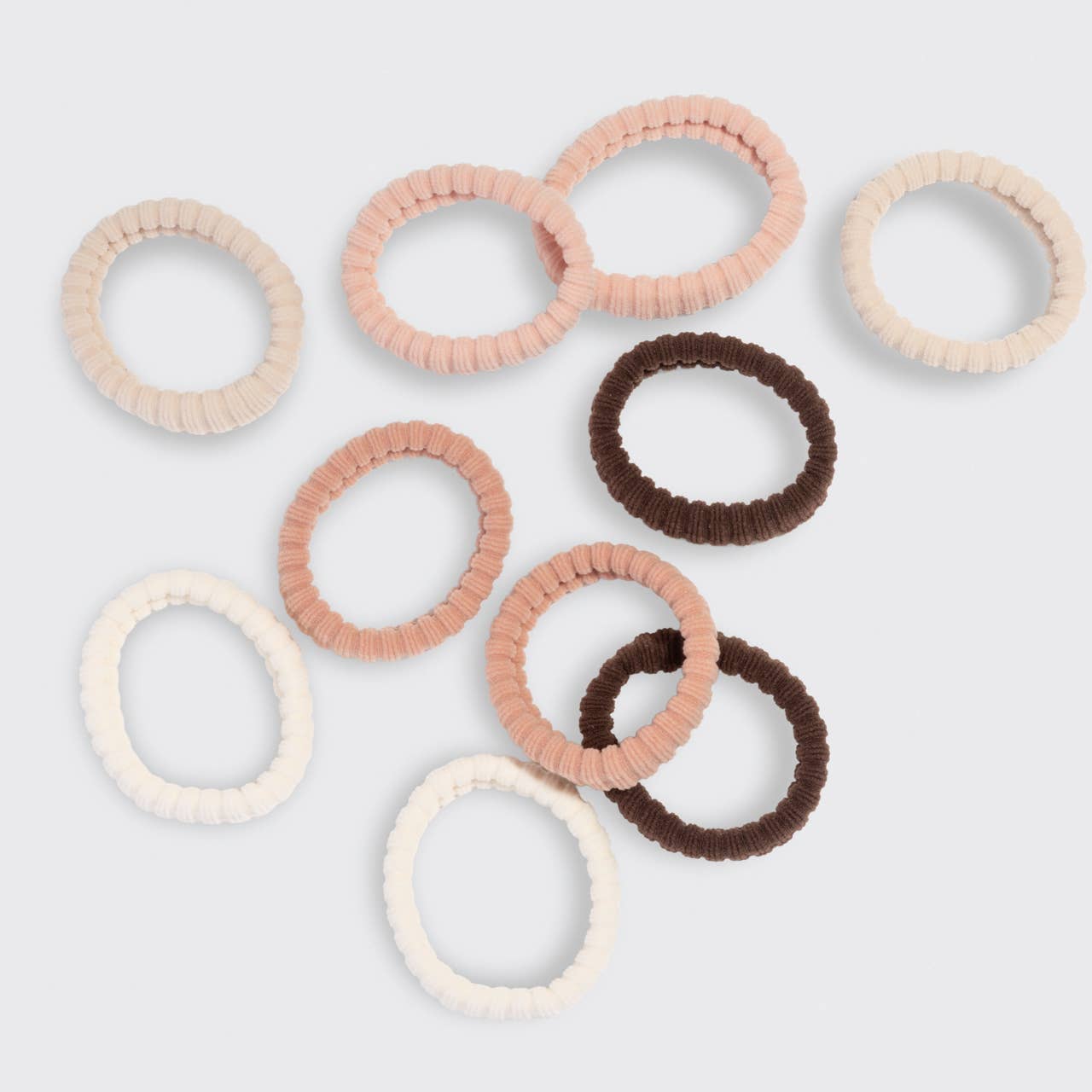 Recycled Fabric Ribbed Hair Elastics 10pc Set | Blush