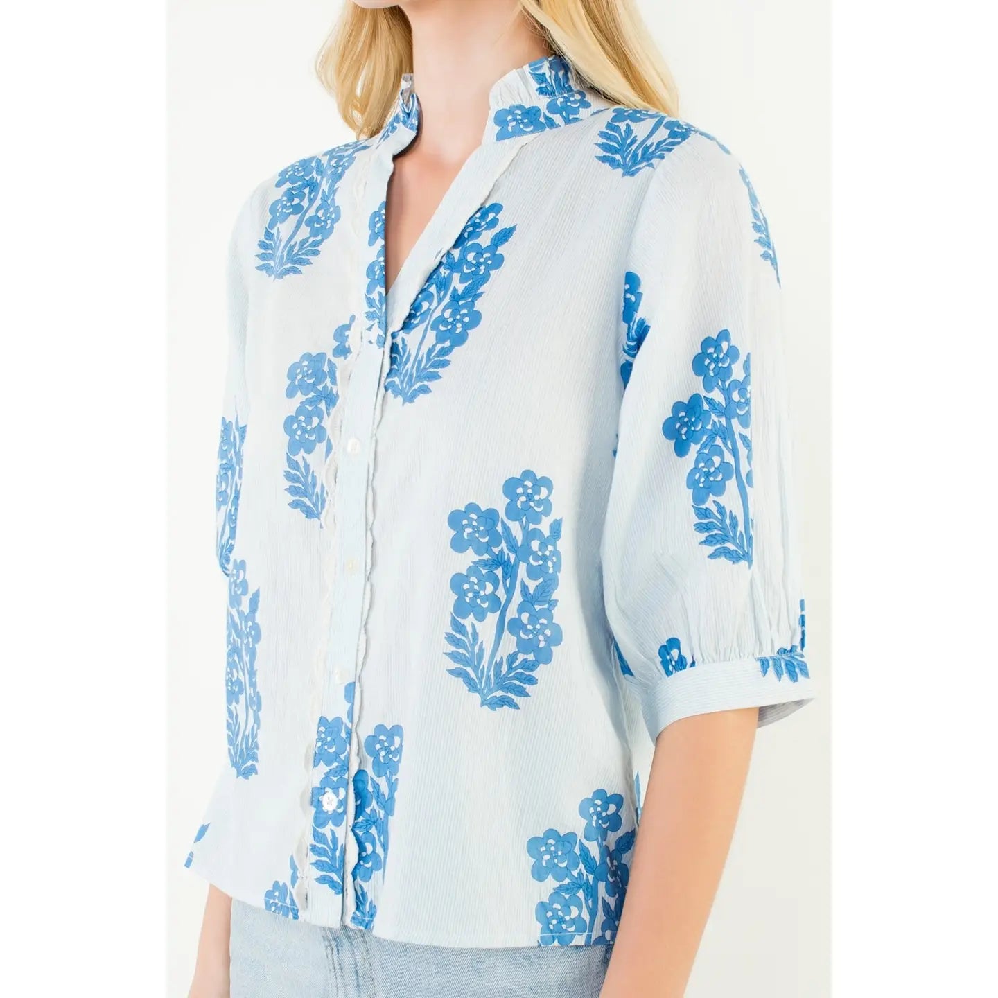 Lillia Long Sleeve Blouse | Blue