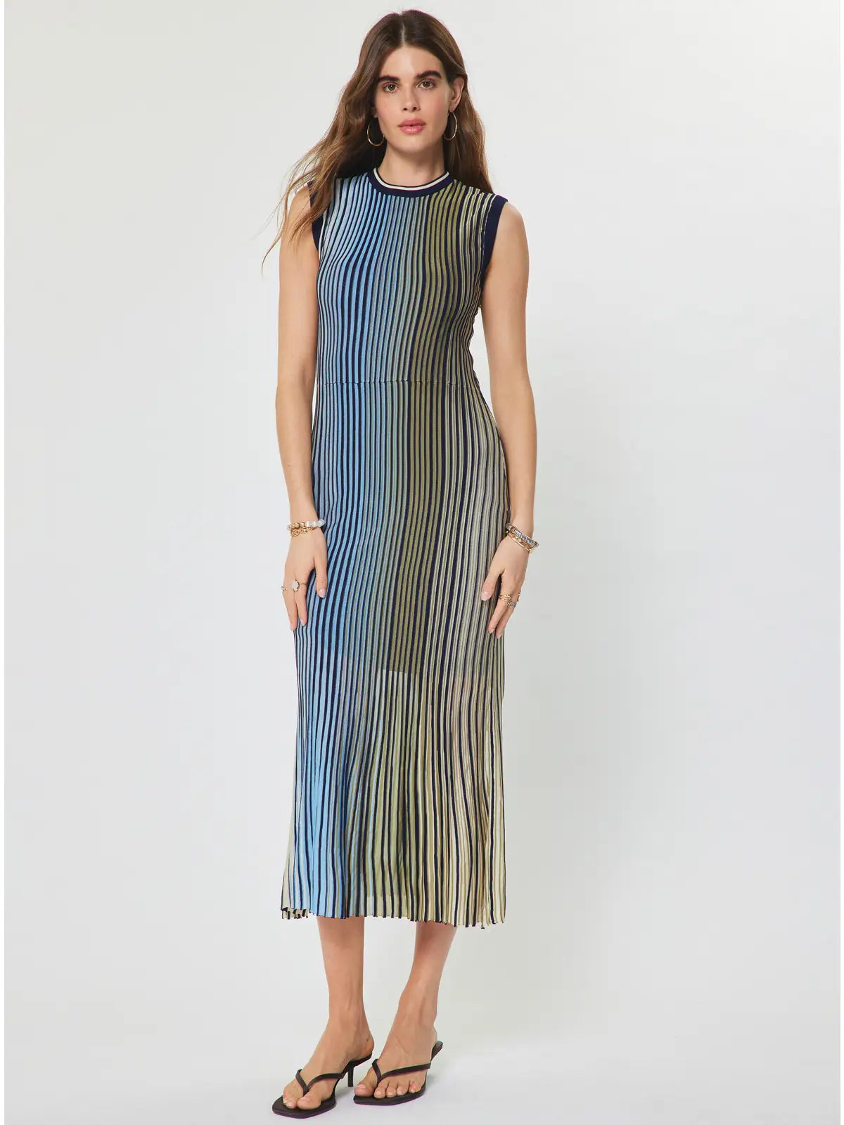 Caris Striped Midi Dress