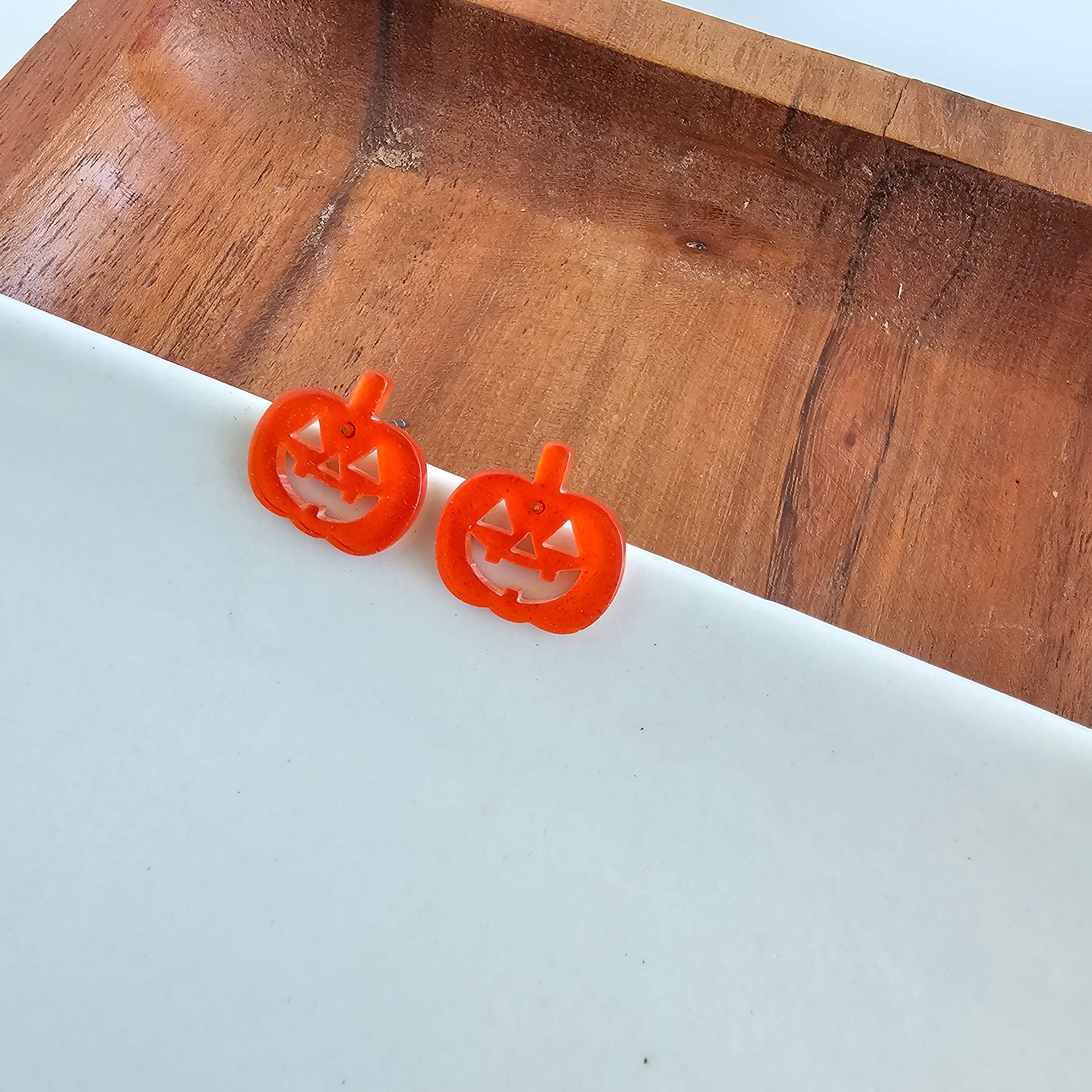 Jack O' Lantern Pumpkin Studs