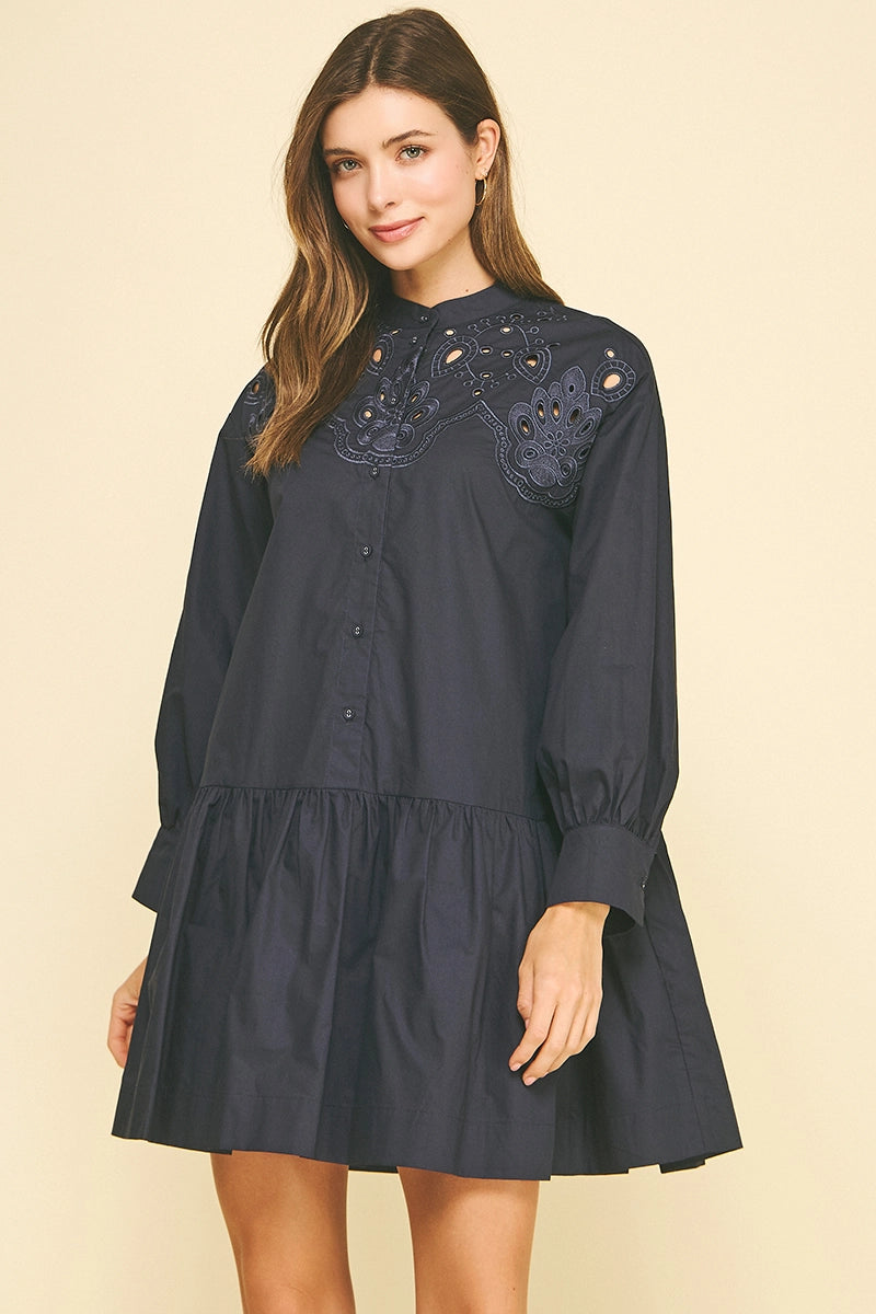 Natalie Long Sleeve Dress | Navy