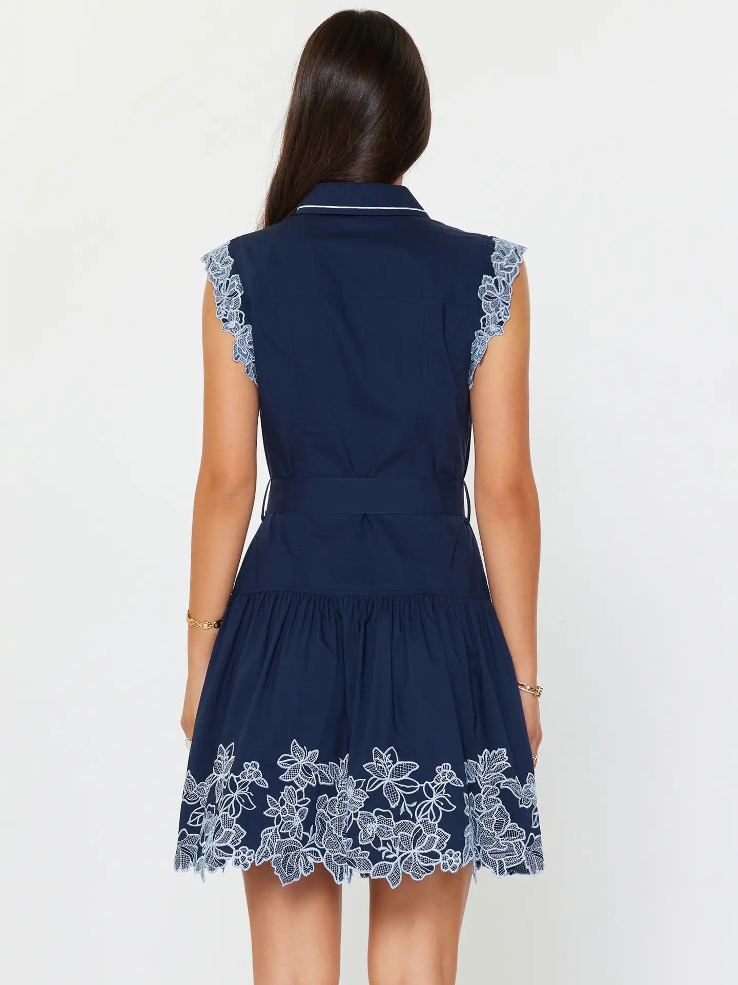 Clara Floral Embroidered Dress | Navy