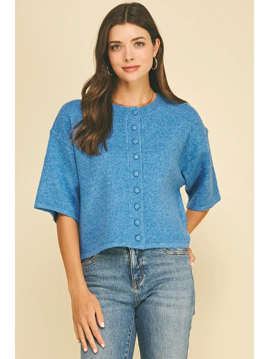 Jenny Button Down Sweater | Blue