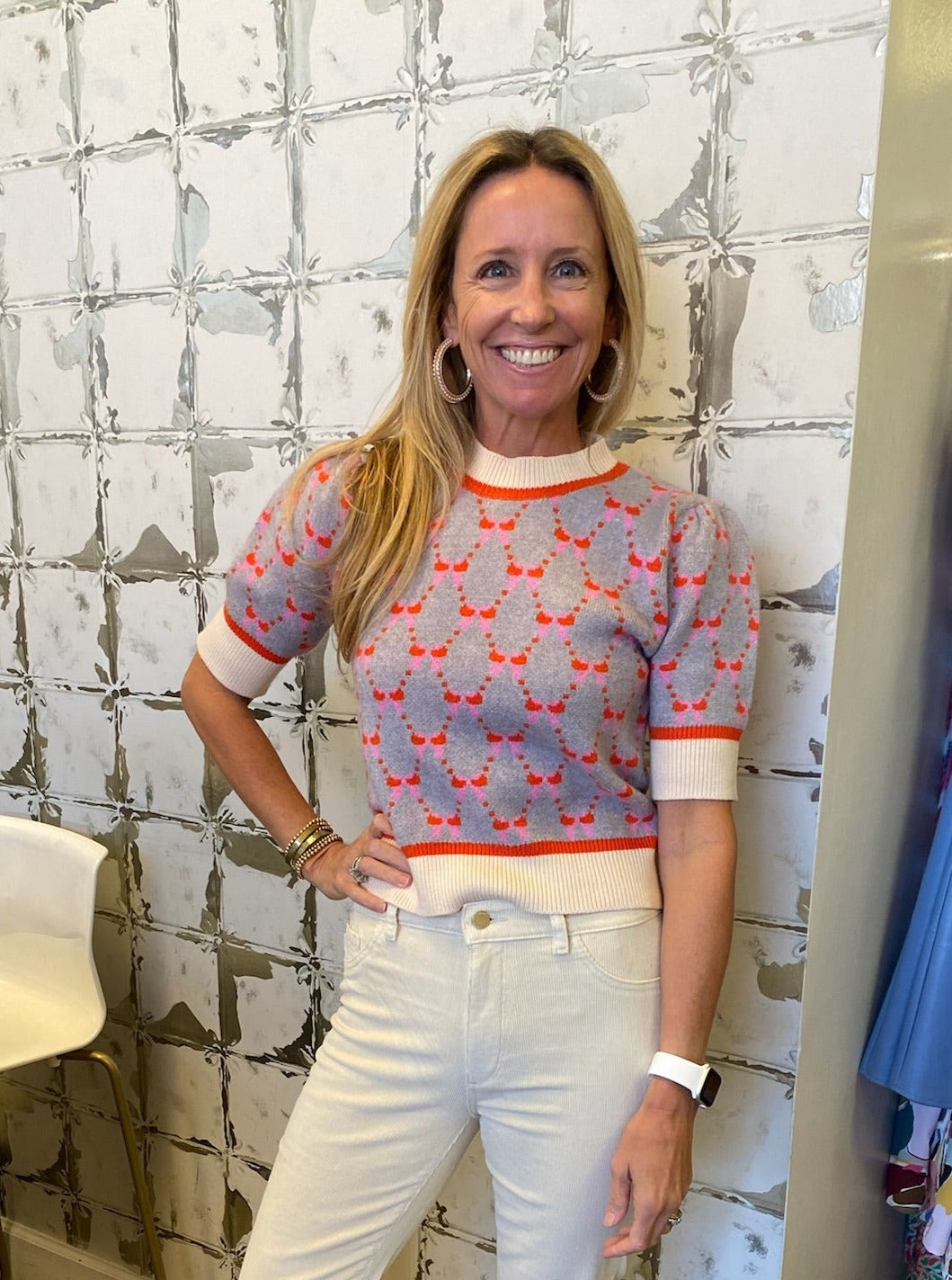 Short Sleeve Ribbon Knit Top | K. McCarthy