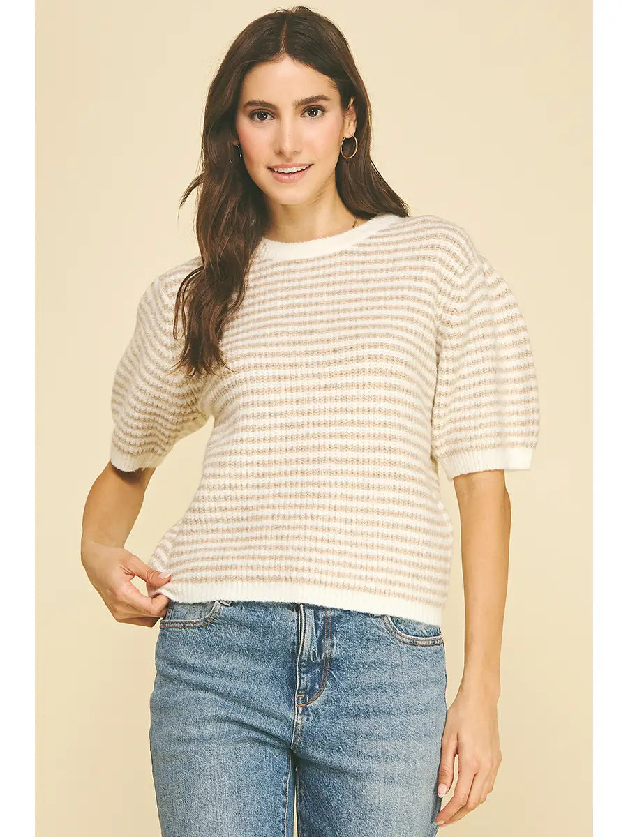 Melissa Striped Sweater | Beige