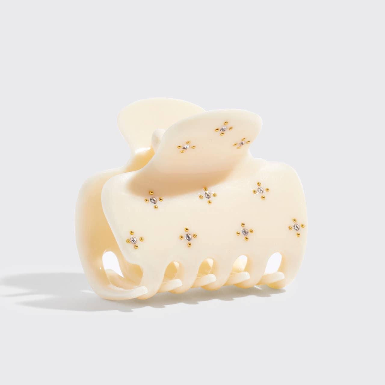 Recycled Plastic Rhinestone Medium Puffy Claw Clip | Ivory