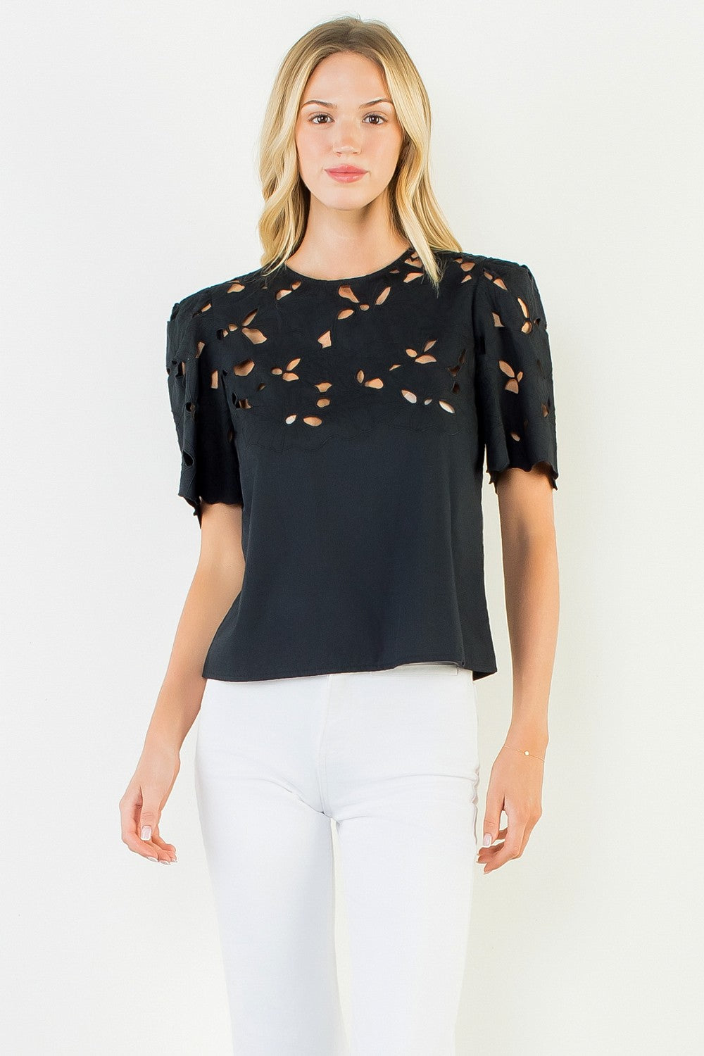 Susan Eyelet Blouse | Black