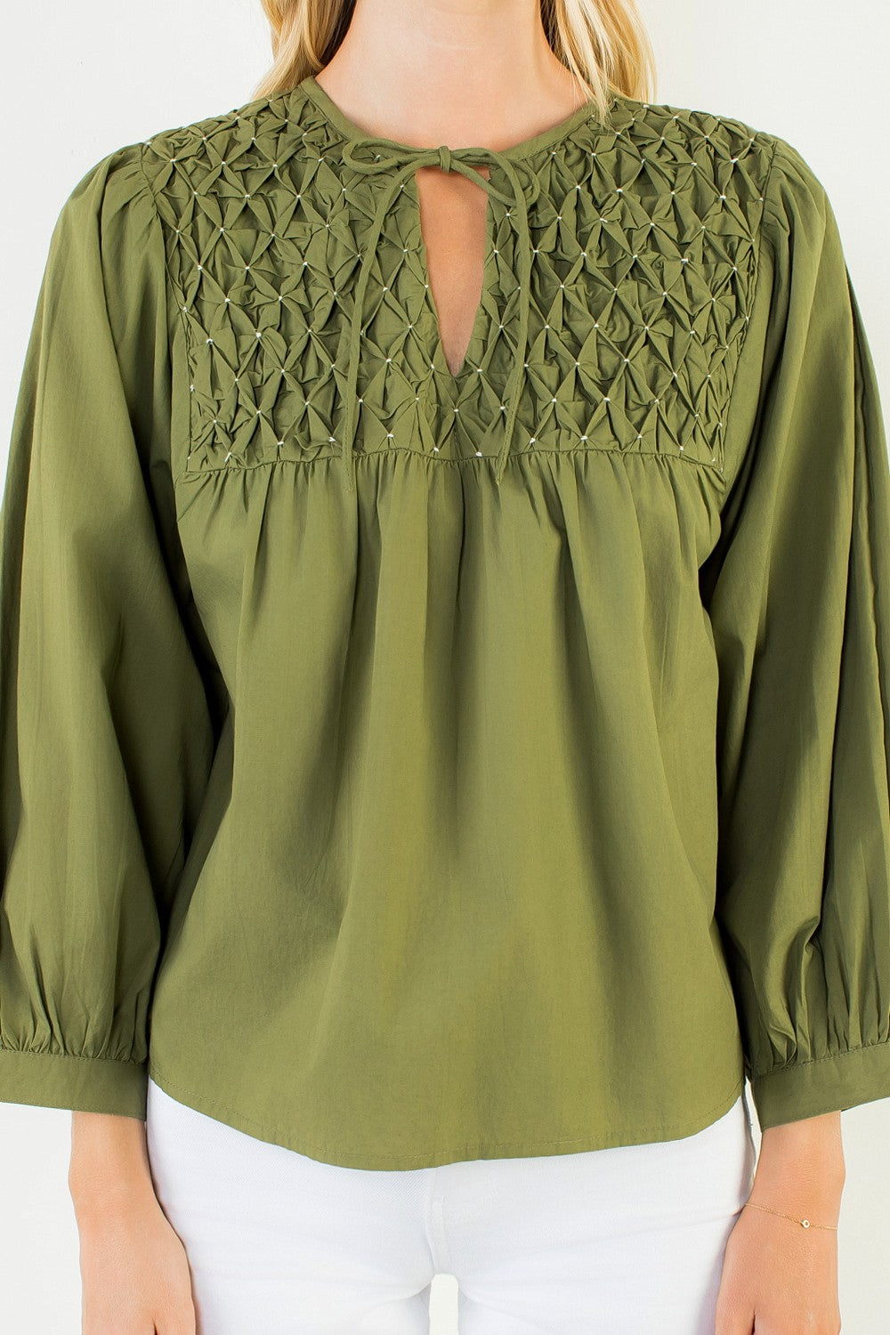 Catherine Smocked Blouse | Green