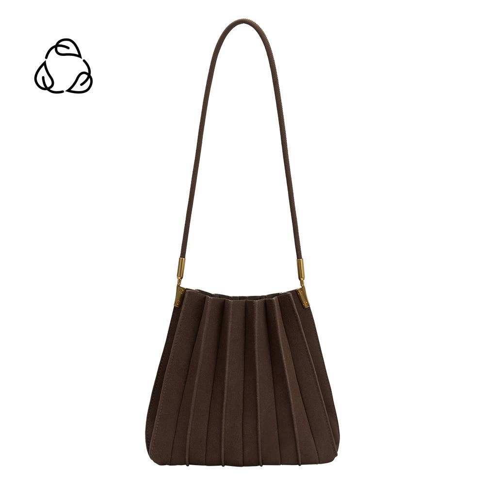 Carrie Chocolate Vegan Suede Shoulder Bag