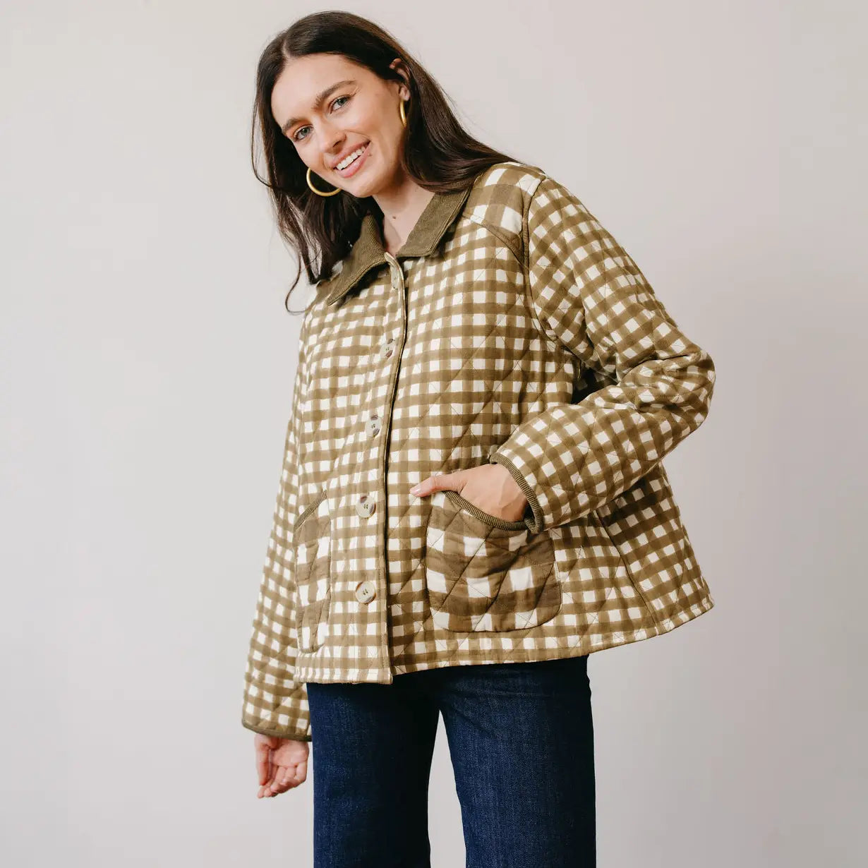 Painted Gingham Barn Jacket