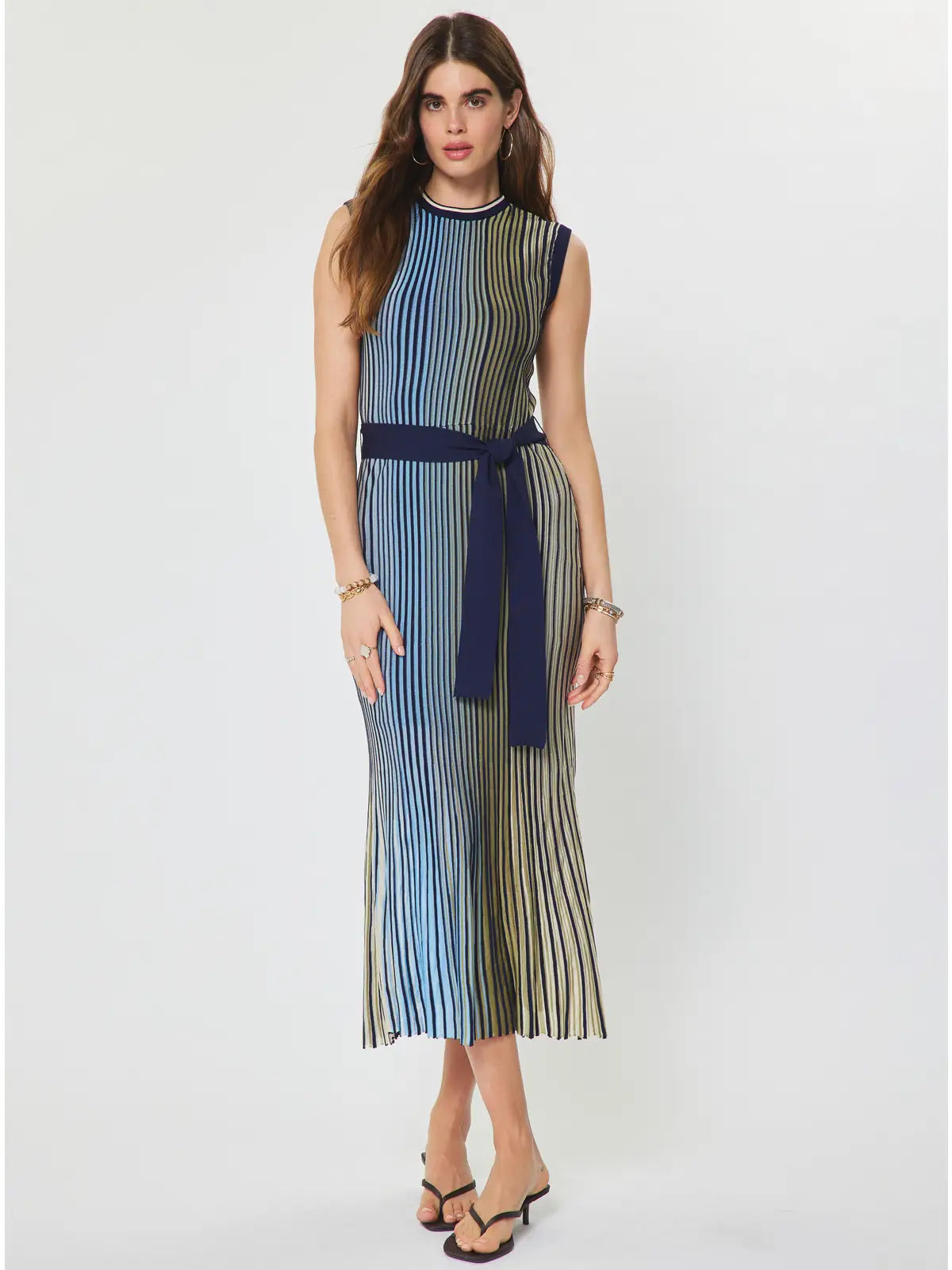 Caris Striped Midi Dress
