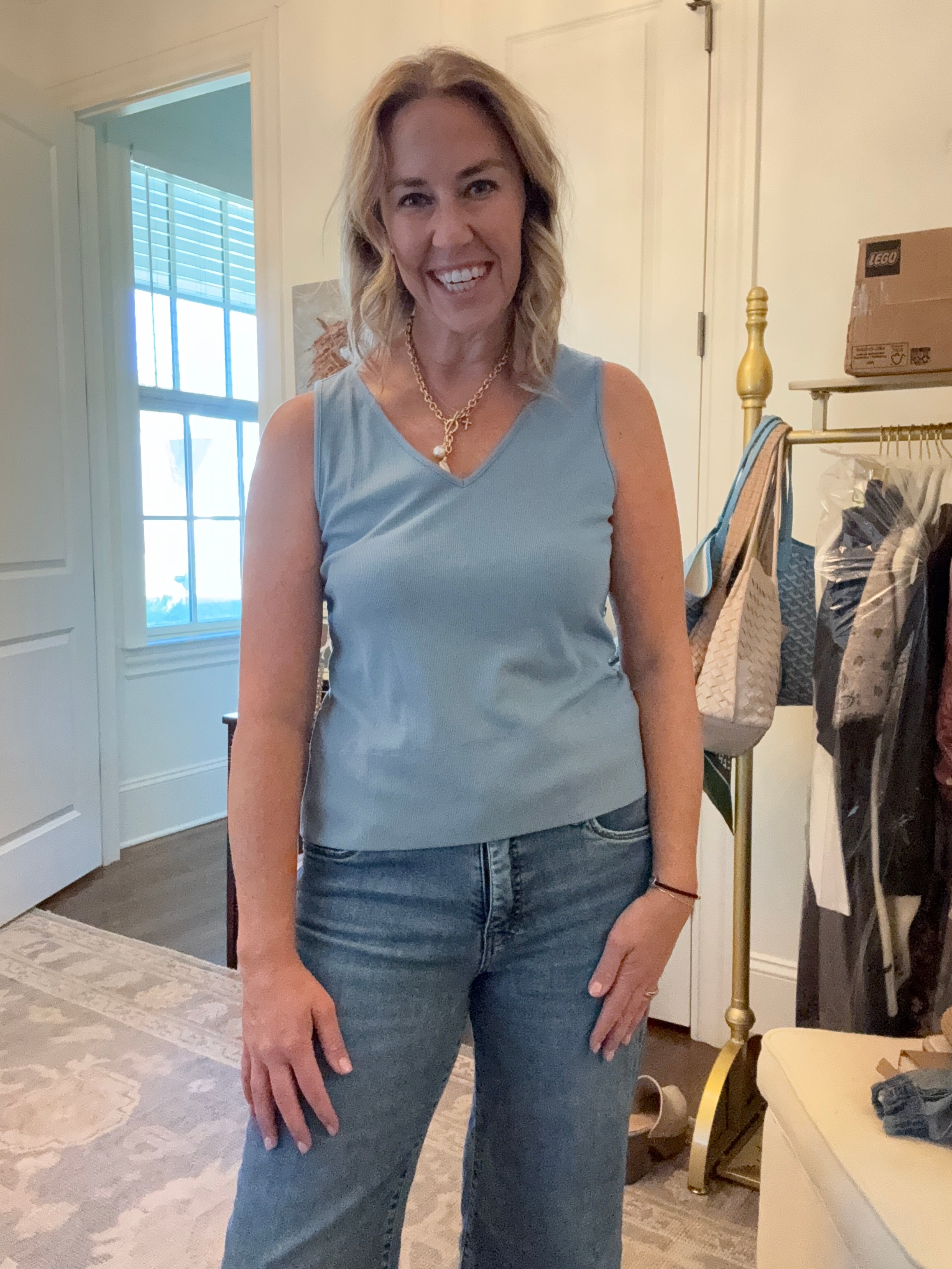 Charleston V- Neck Tank | Blue