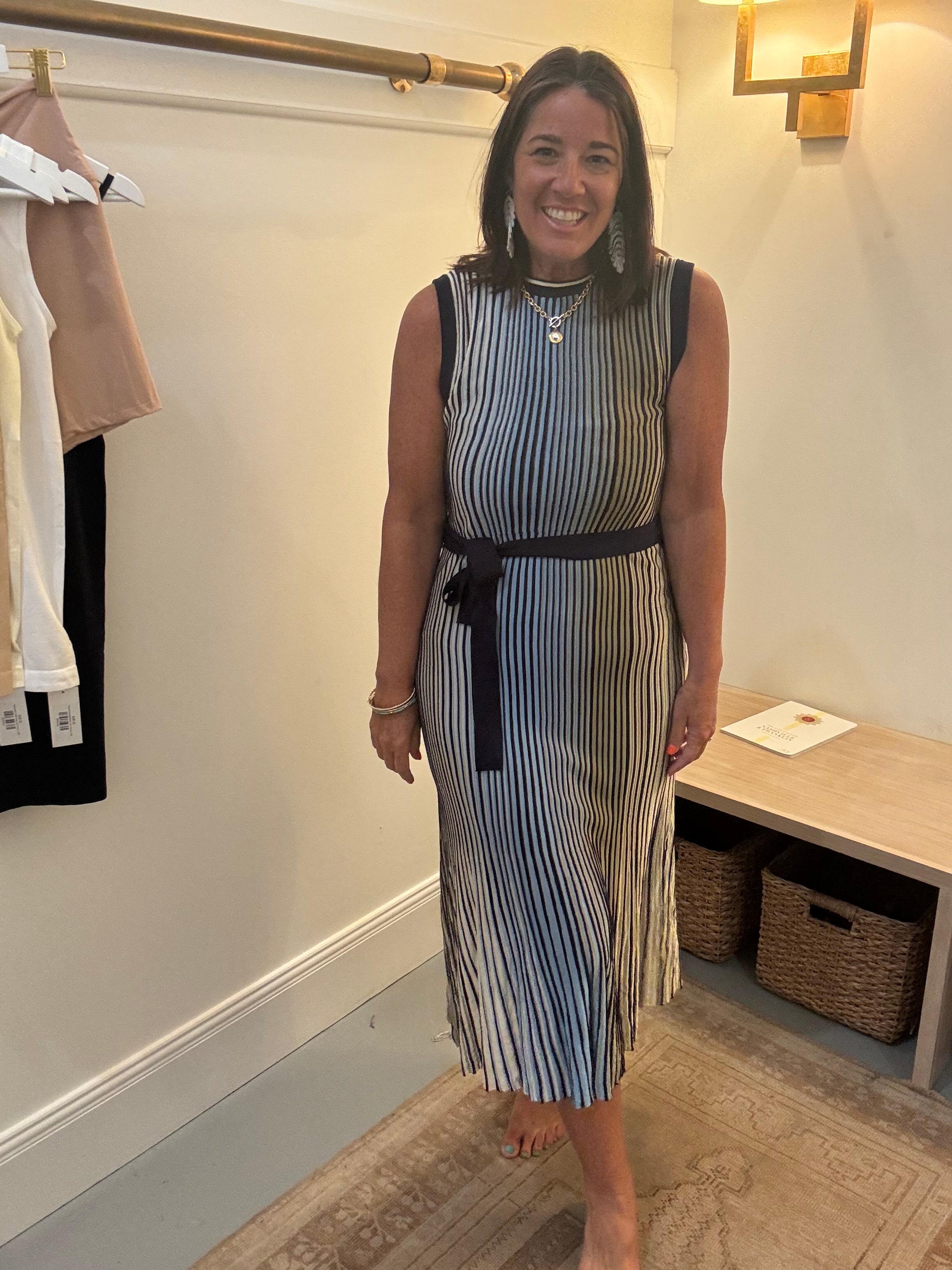 Caris Striped Midi Dress