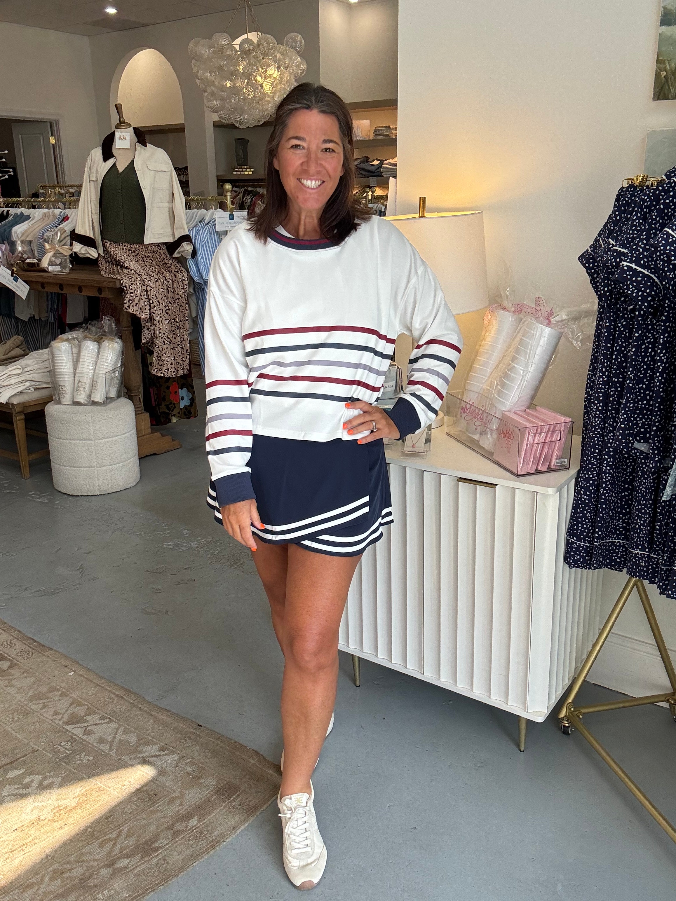 Striped Pullover I White/Mood Indigo