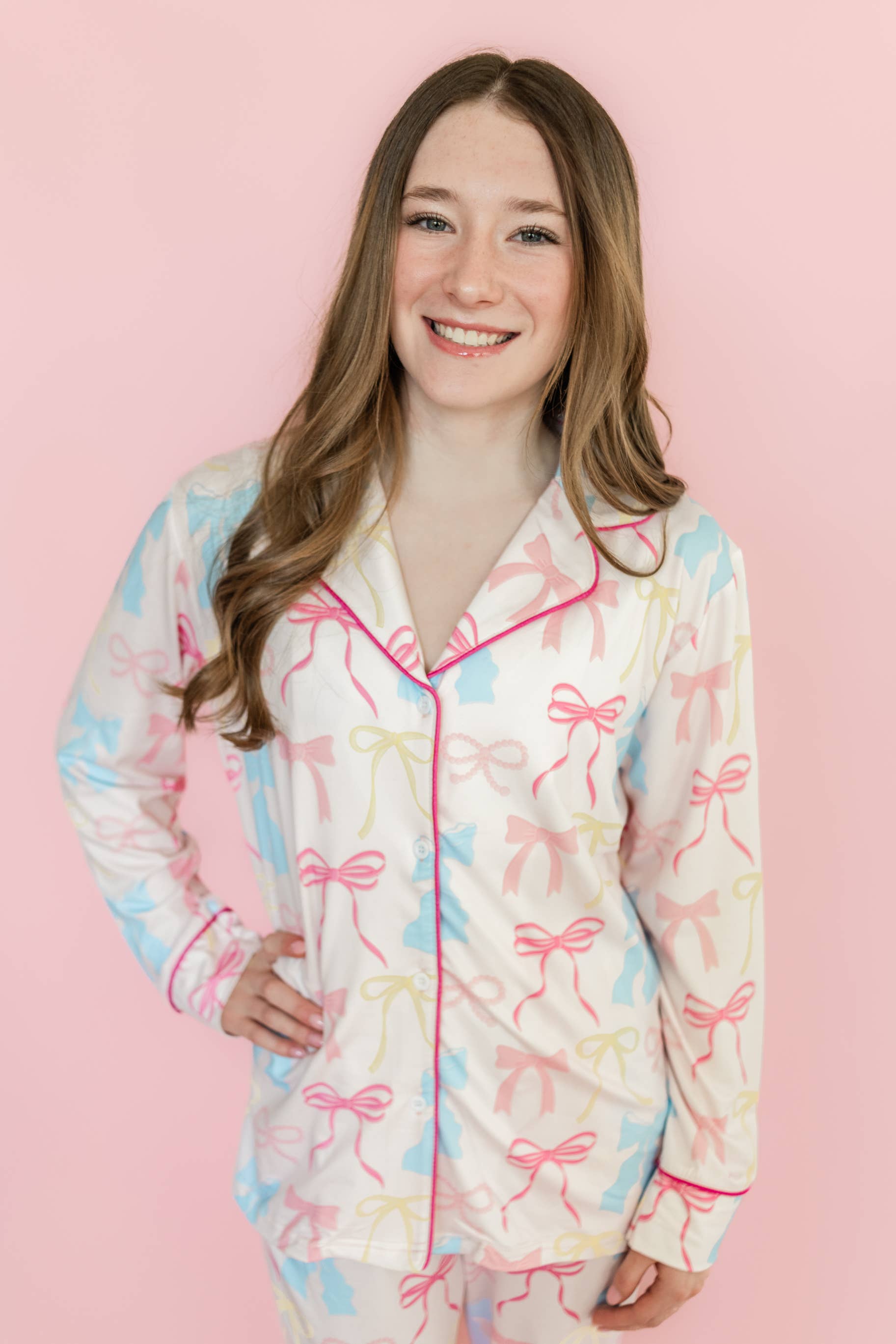 Long Sleeve Pajamas | Pink Pastel Bows