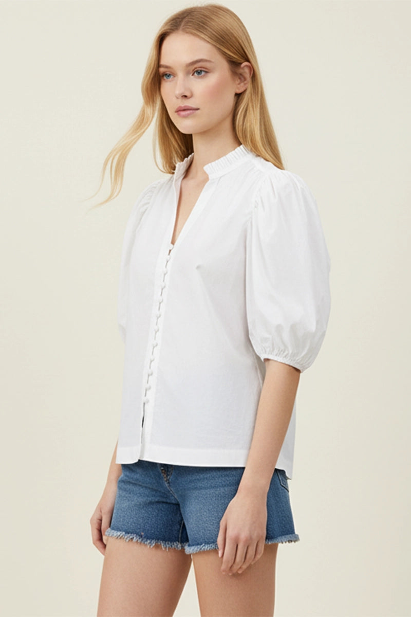 Ruthie Ruffle Collar Blouse | White