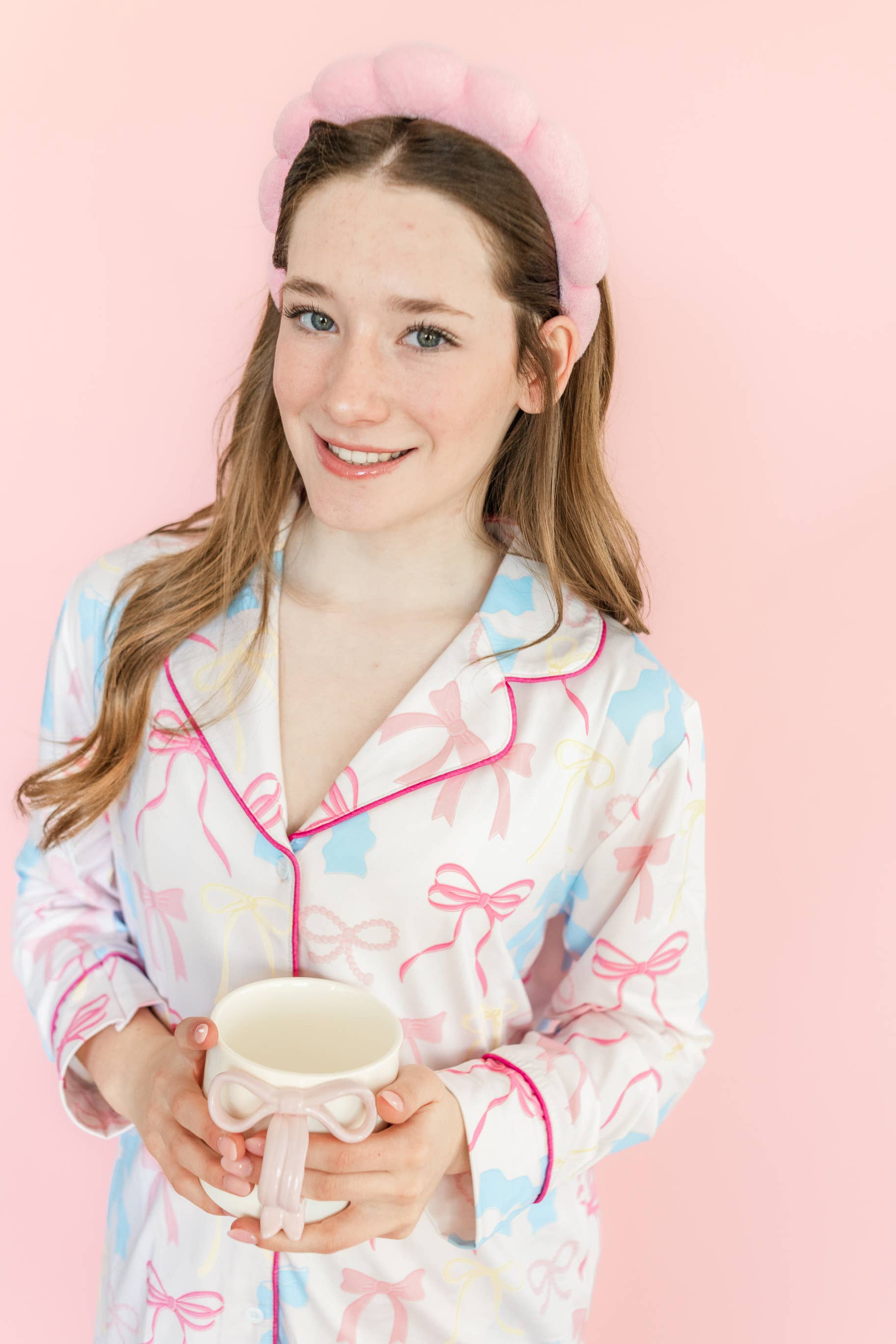 Long Sleeve Pajamas | Pink Pastel Bows