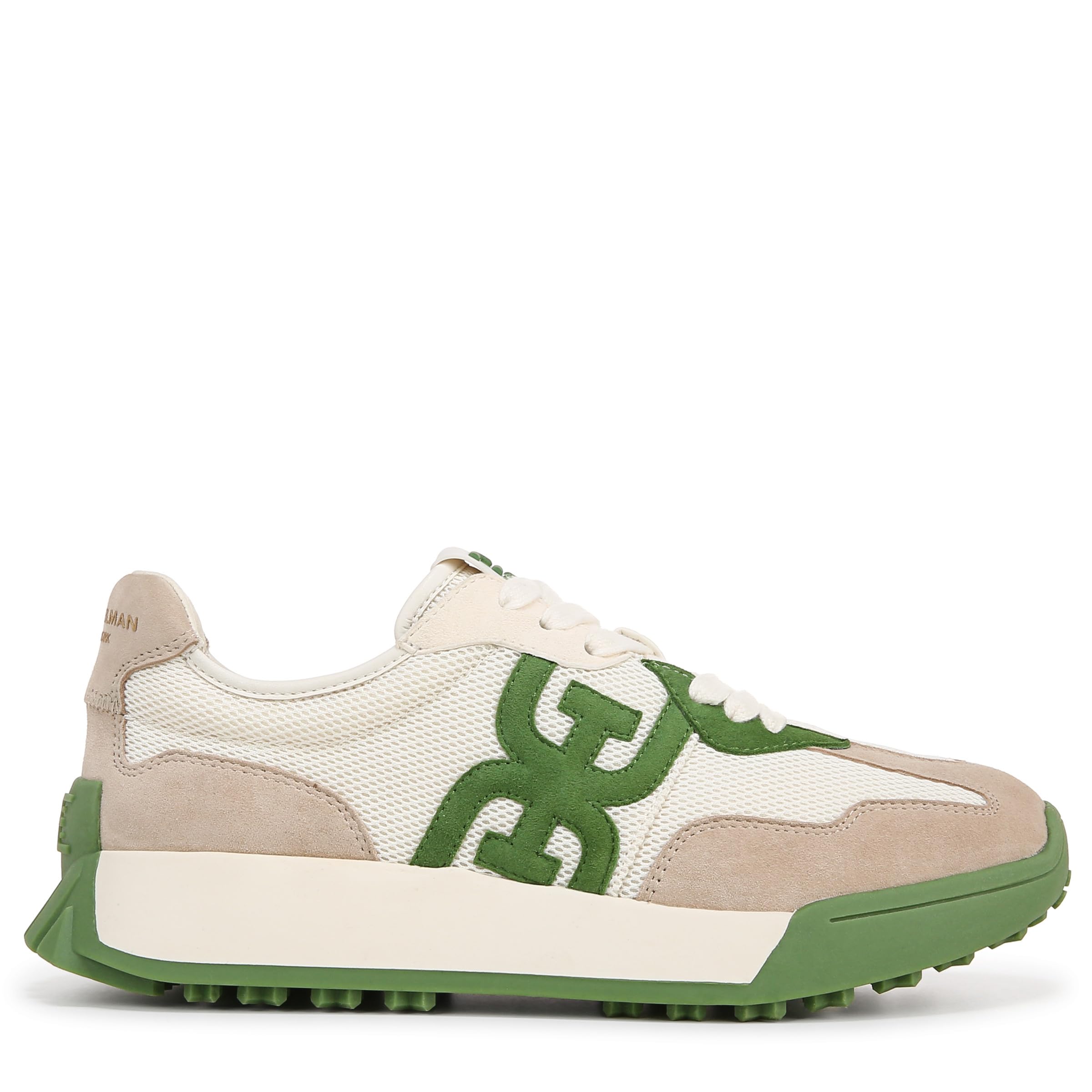 Sam Edelman Langley sneaker in green multi colorway with beige suede and mesh details