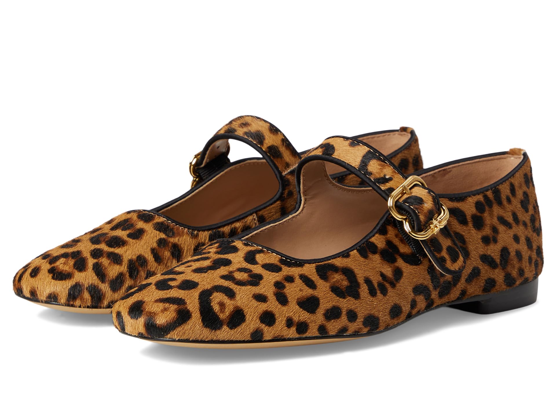 Sam Edelman Michaela Mary Jane flats in Granada Tan leopard print with gold buckle