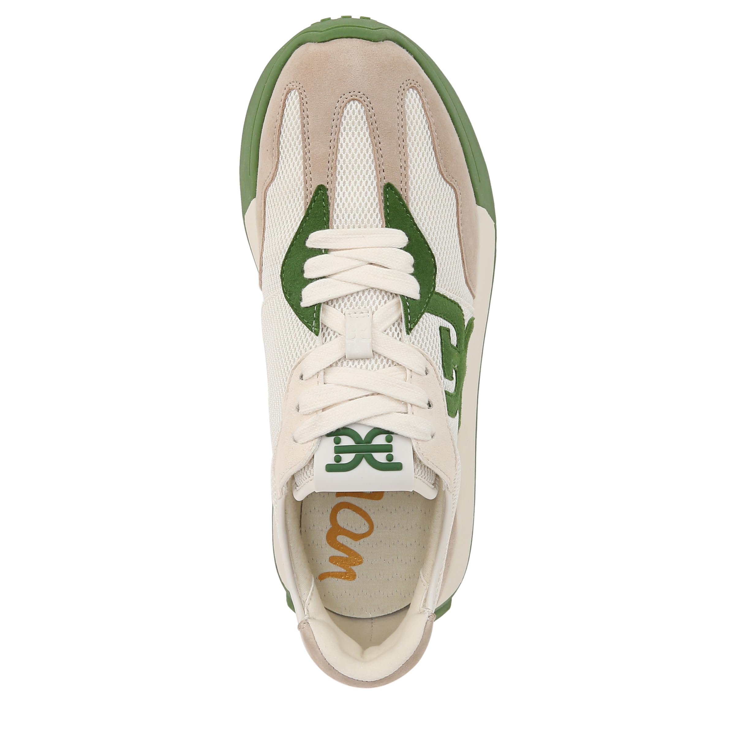Sam Edelman Langley sneaker in green multi colorway with beige mesh and green accents