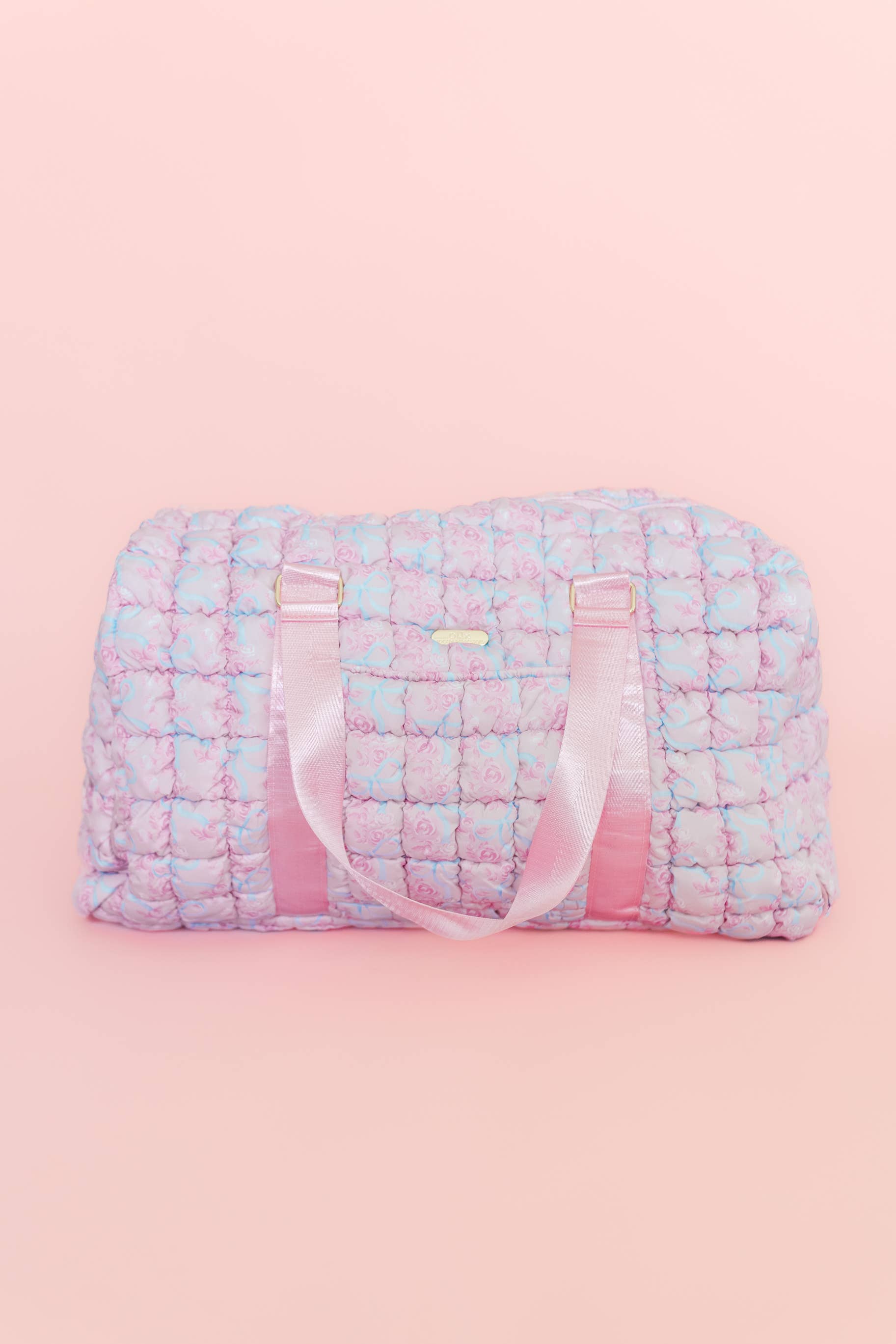 Quilted Weekender Duffle Bag | Watercolor Floral Bow