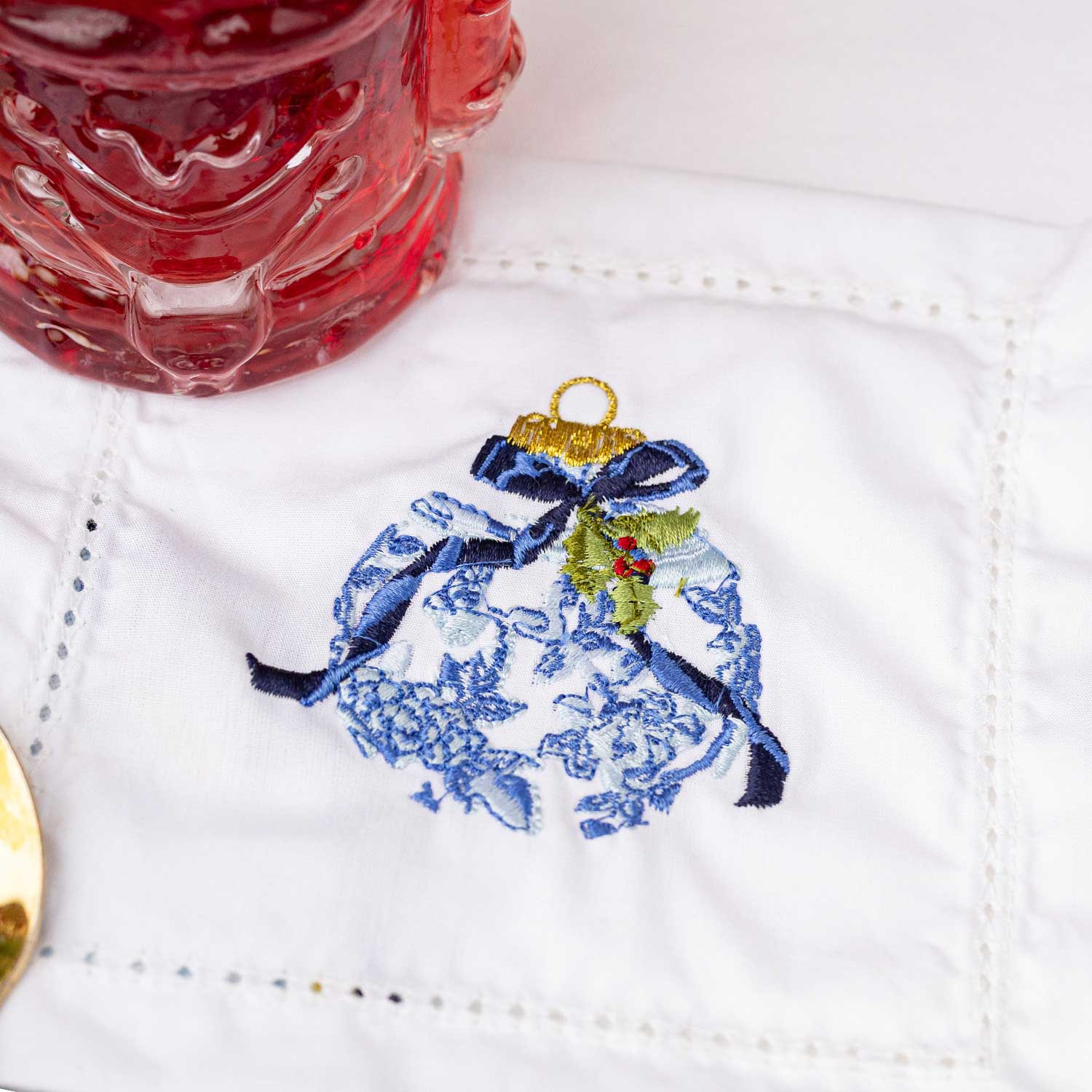 Chinoiserie Ornament Embroidered Cocktail Napkins | Set of 4