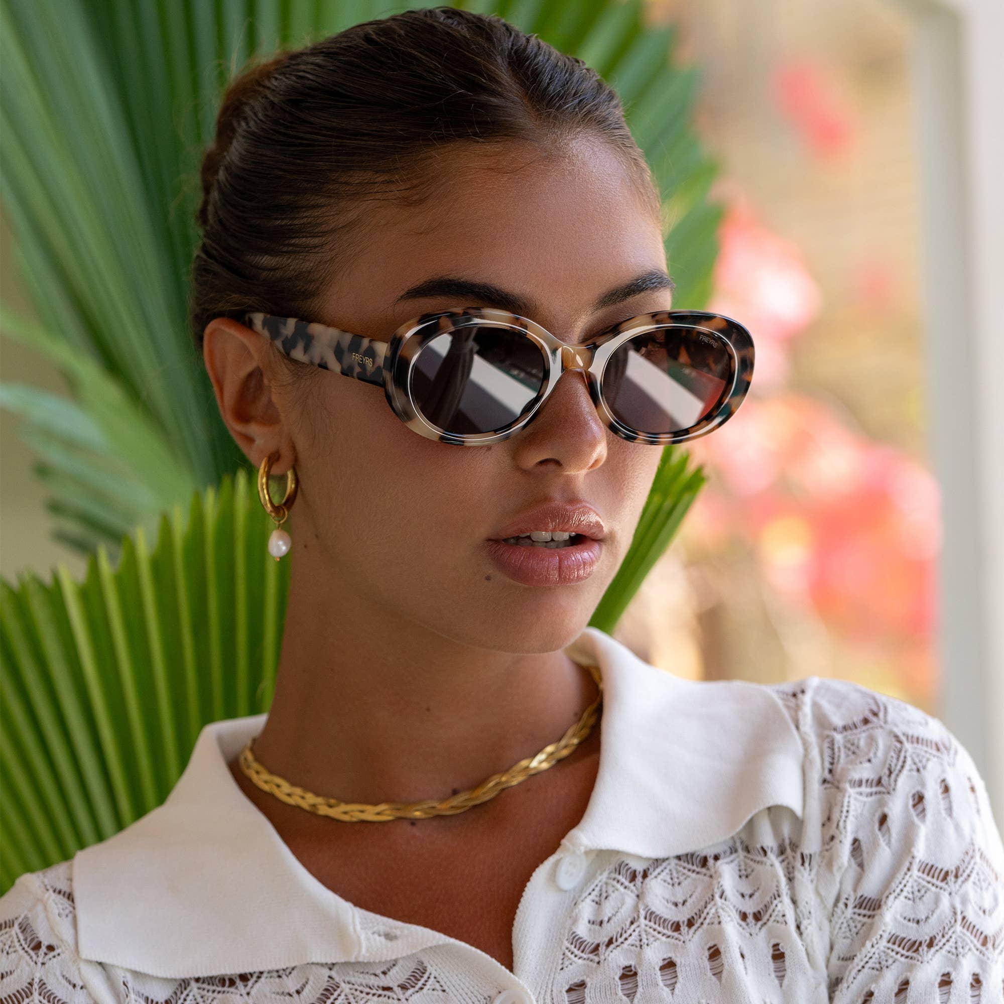 Aria Acetate Womens Oval Sunglasses | Milky Tortoise
