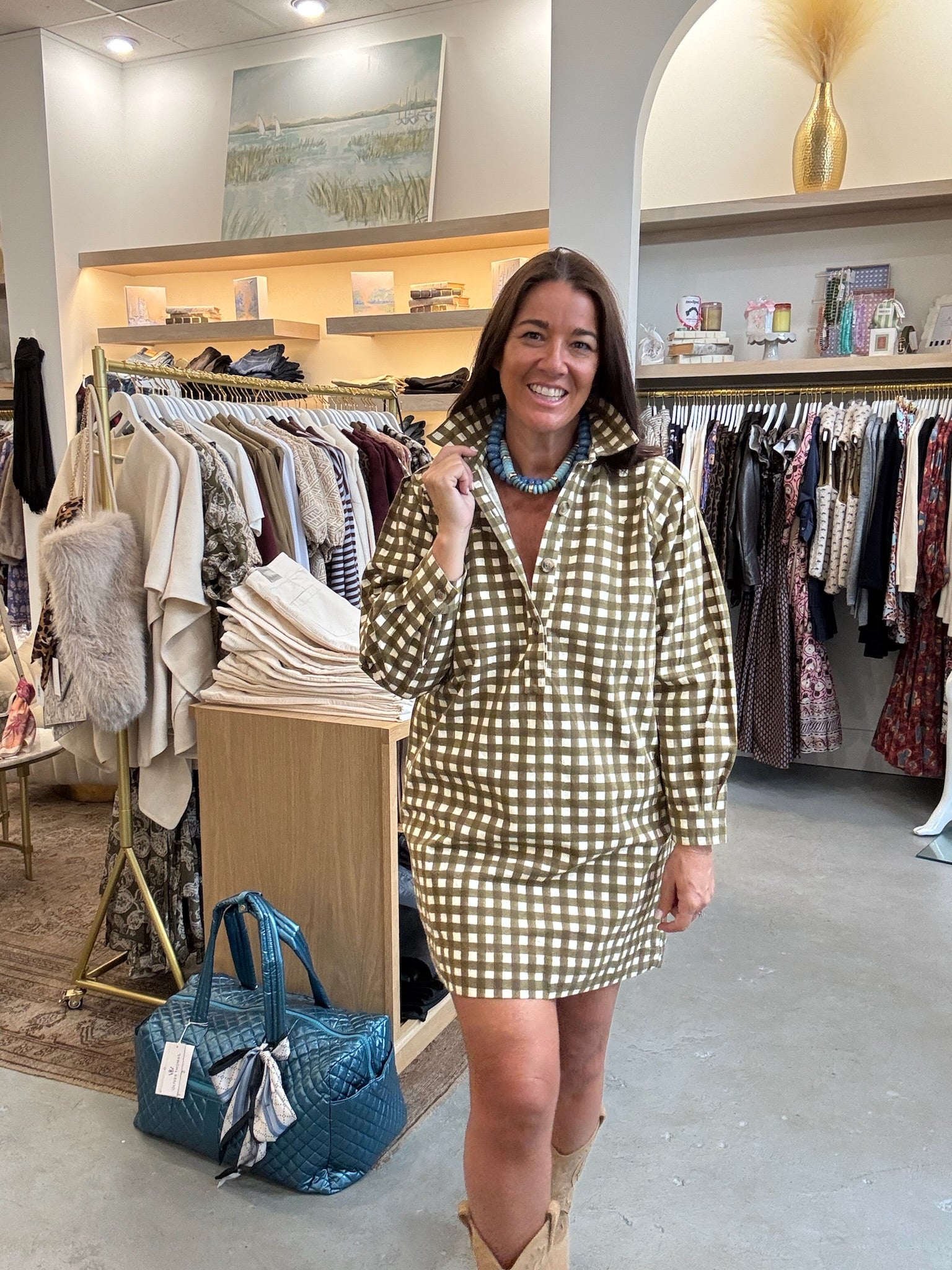 Painted Gingham Marlowe Dress