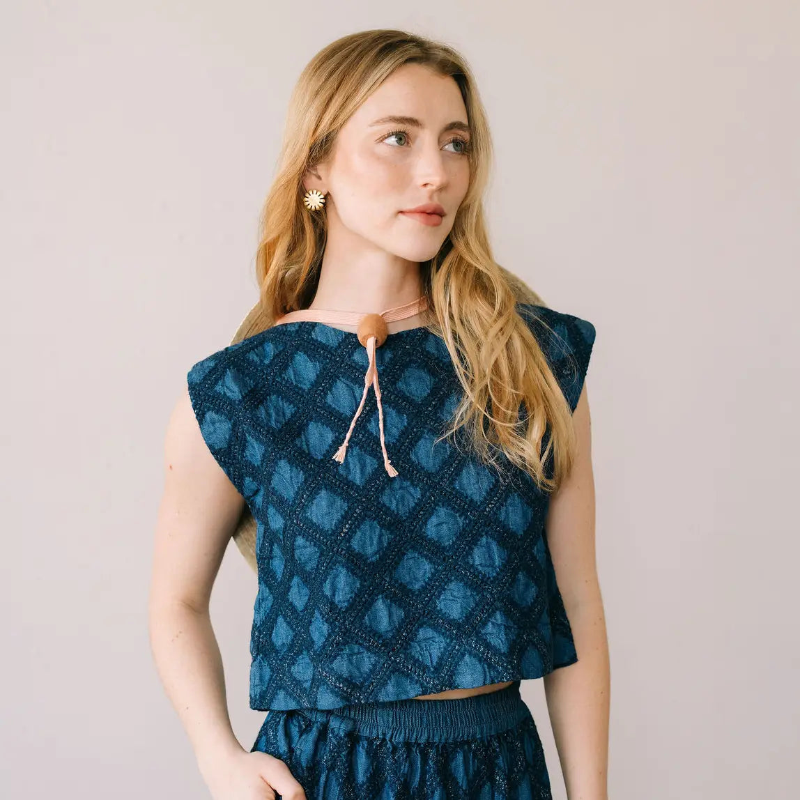 Denim Eyelet Top