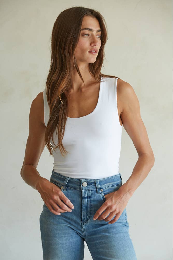 Double Layered Seamless Top | White