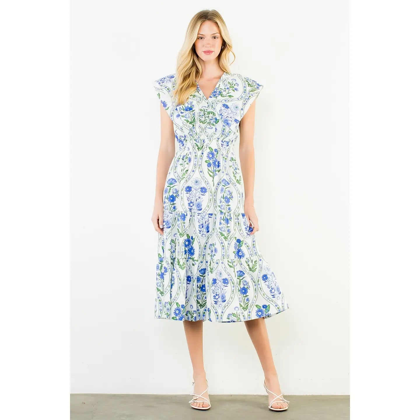 Susie Ruffled Maxi Dress | Blue & Green