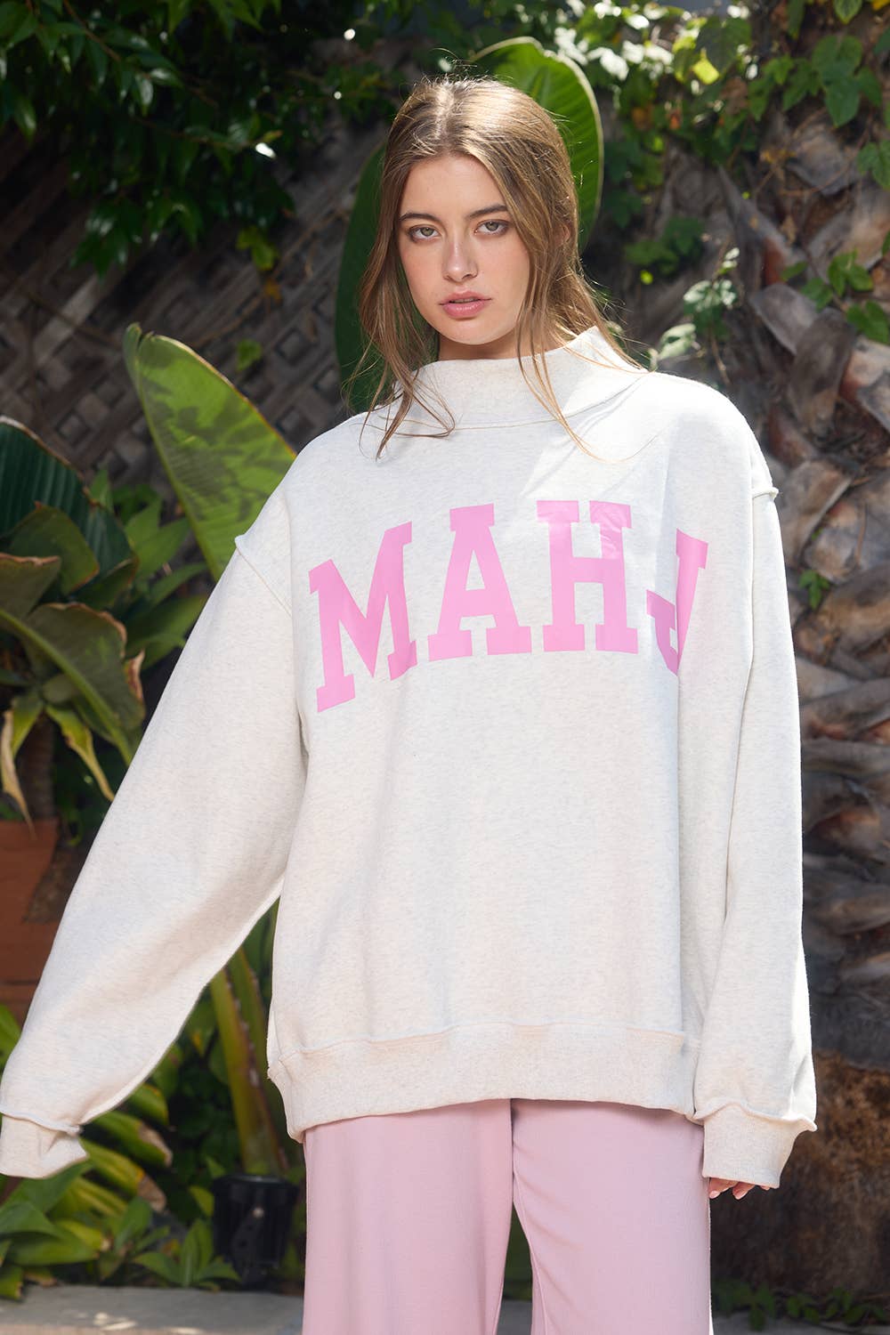 Reversible "MAHJ" Sweatshirt | Pink