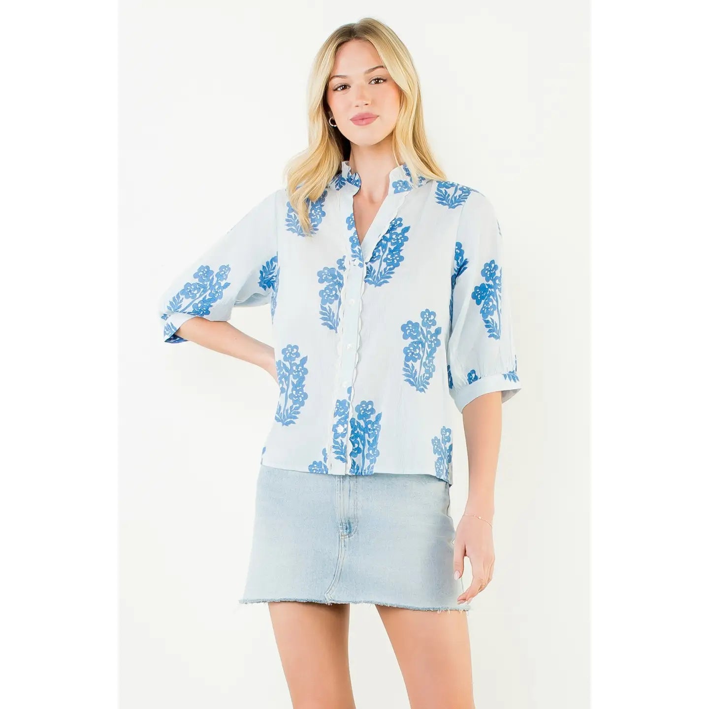 Lillia Long Sleeve Blouse | Blue