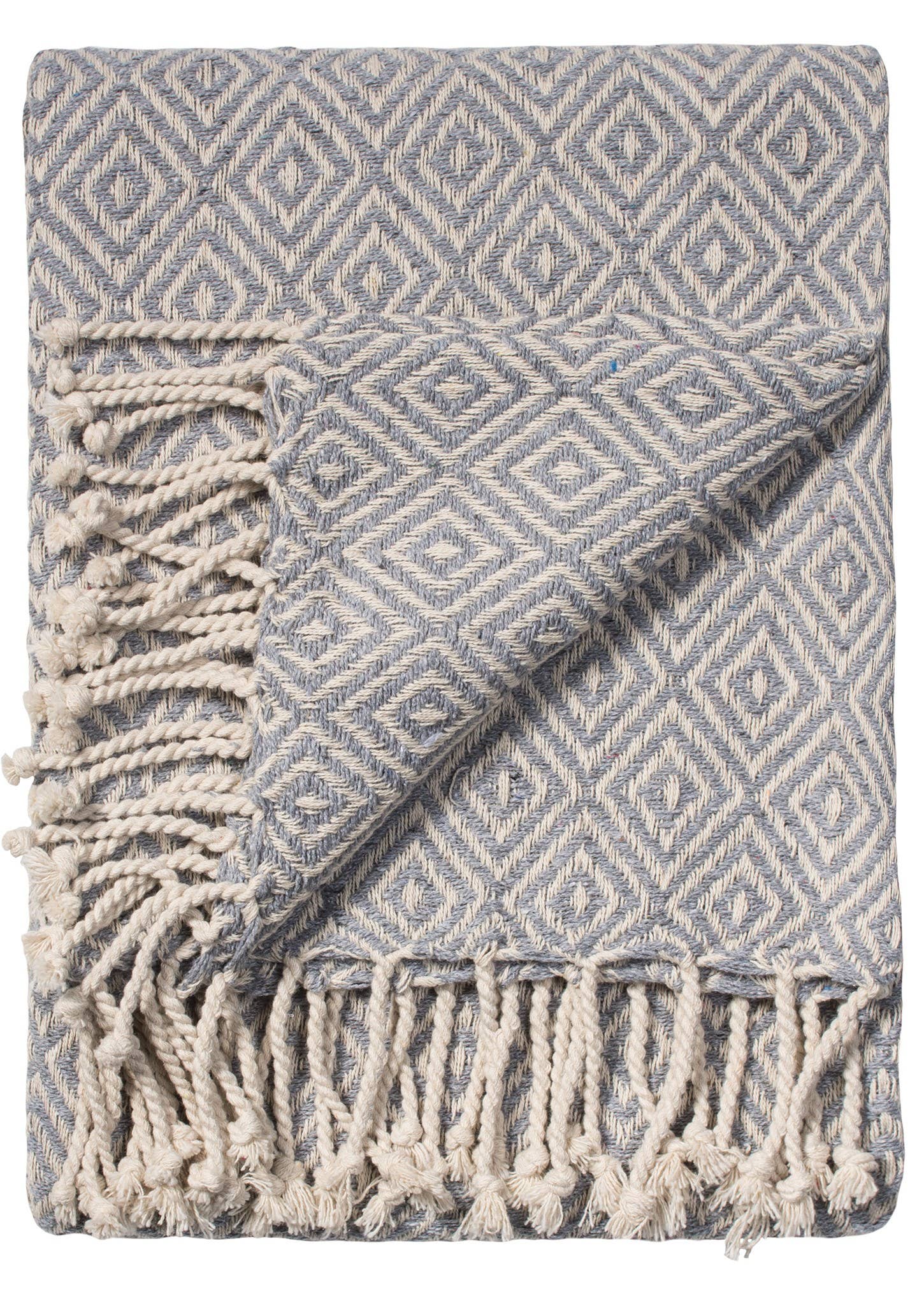 Diamond Cotton Handloom Throw: Grey(GY)
