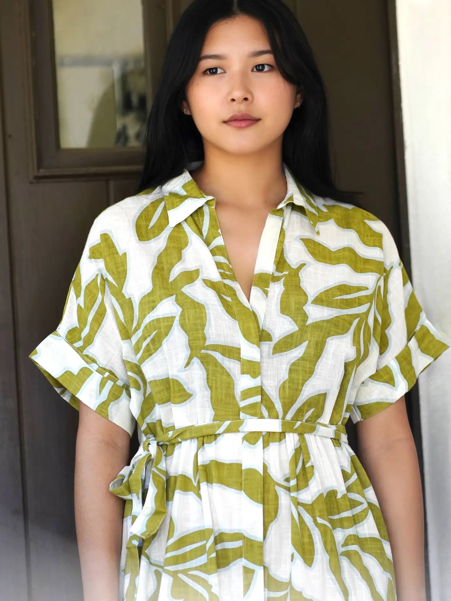 Brigitte Dress | Olive, Cream