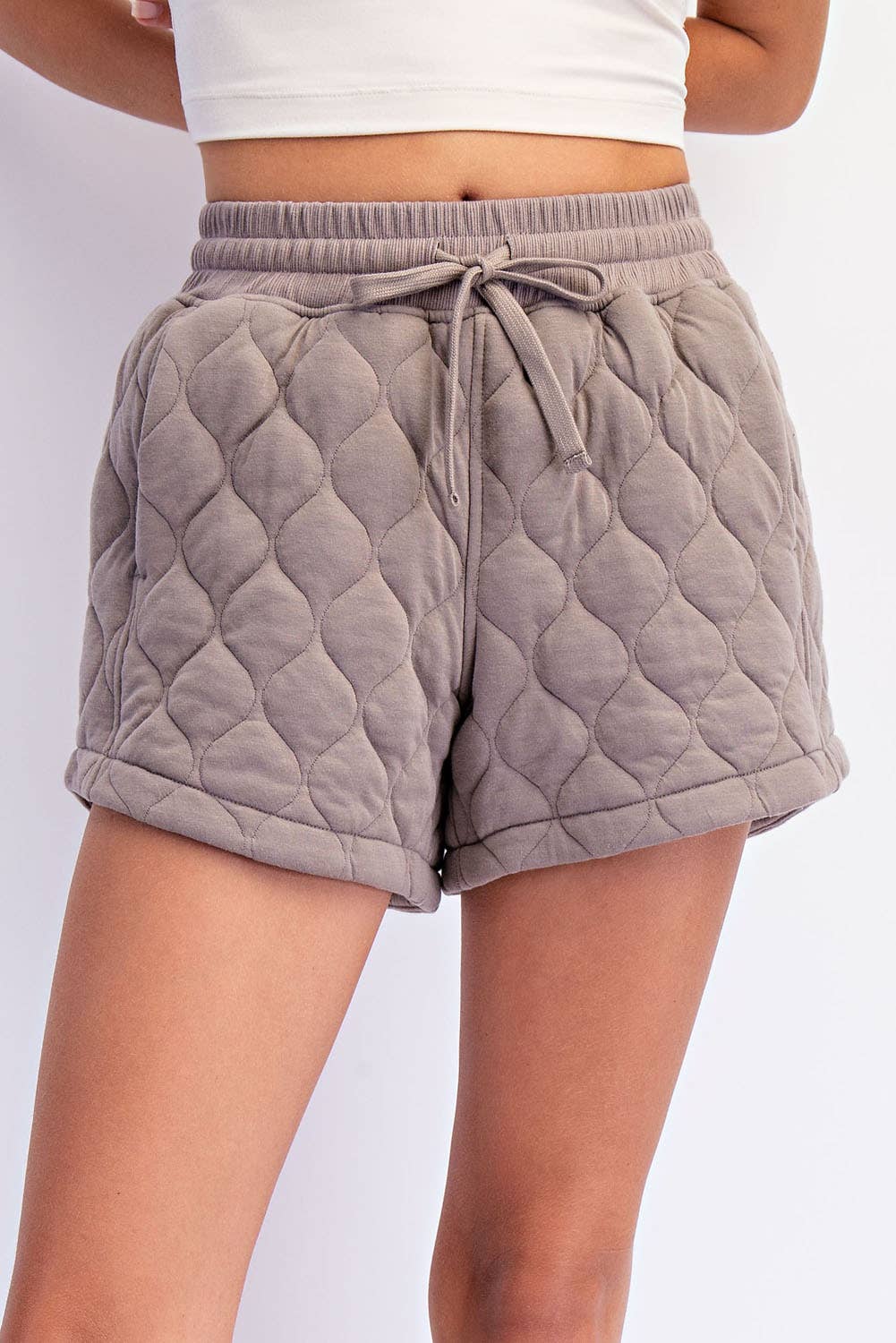 Quilted Shorts| Taupe