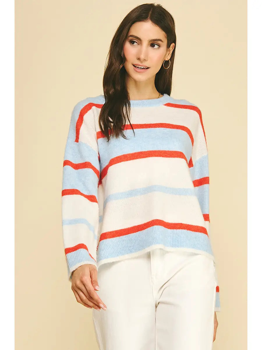 Esme Striped Sweater | Red, Blue