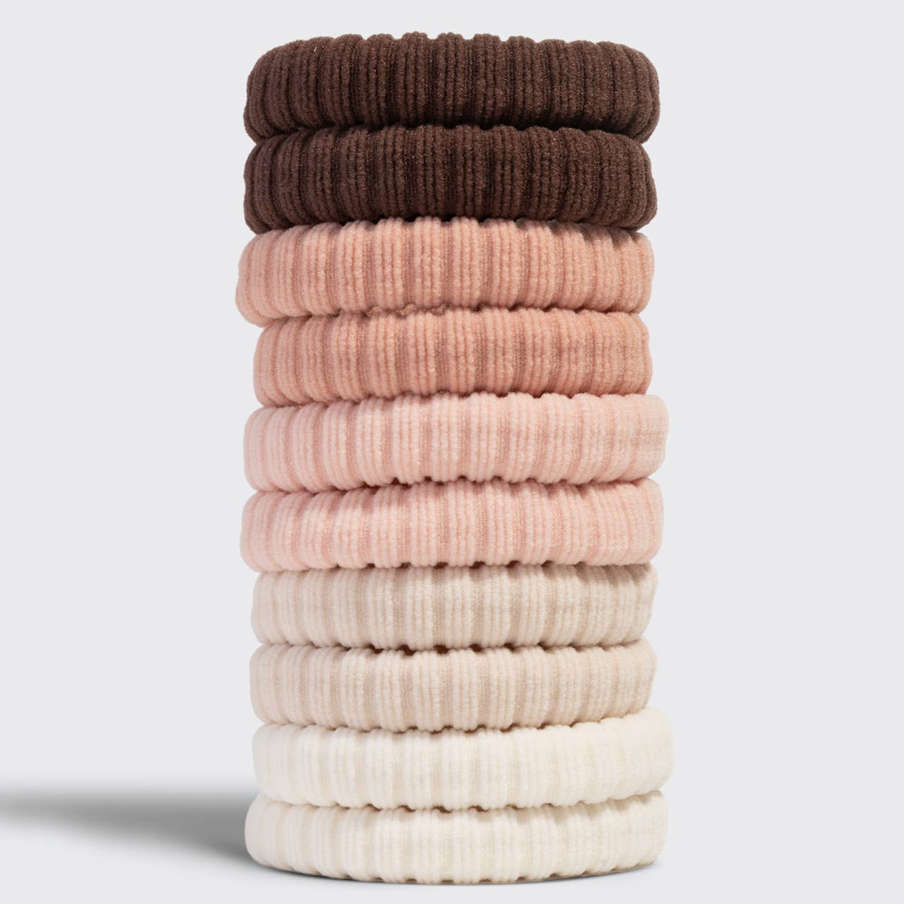 Recycled Fabric Ribbed Hair Elastics 10pc Set | Blush
