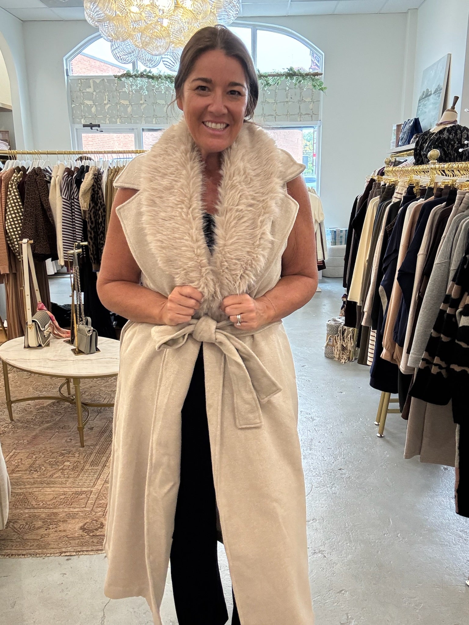 Carol Faux Fur Coat | Taupe