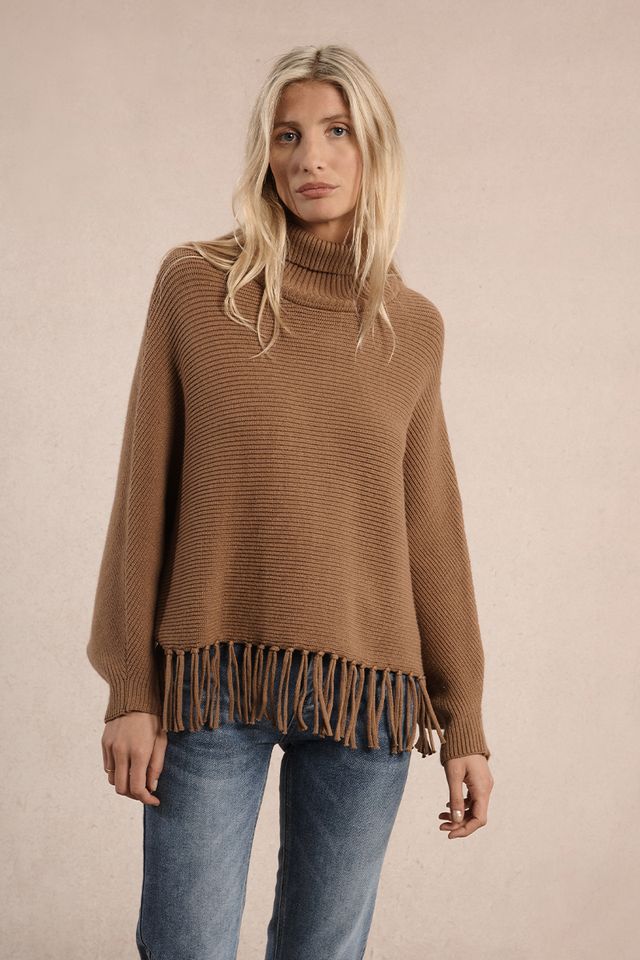 Fringe Detail Sweater | Camel