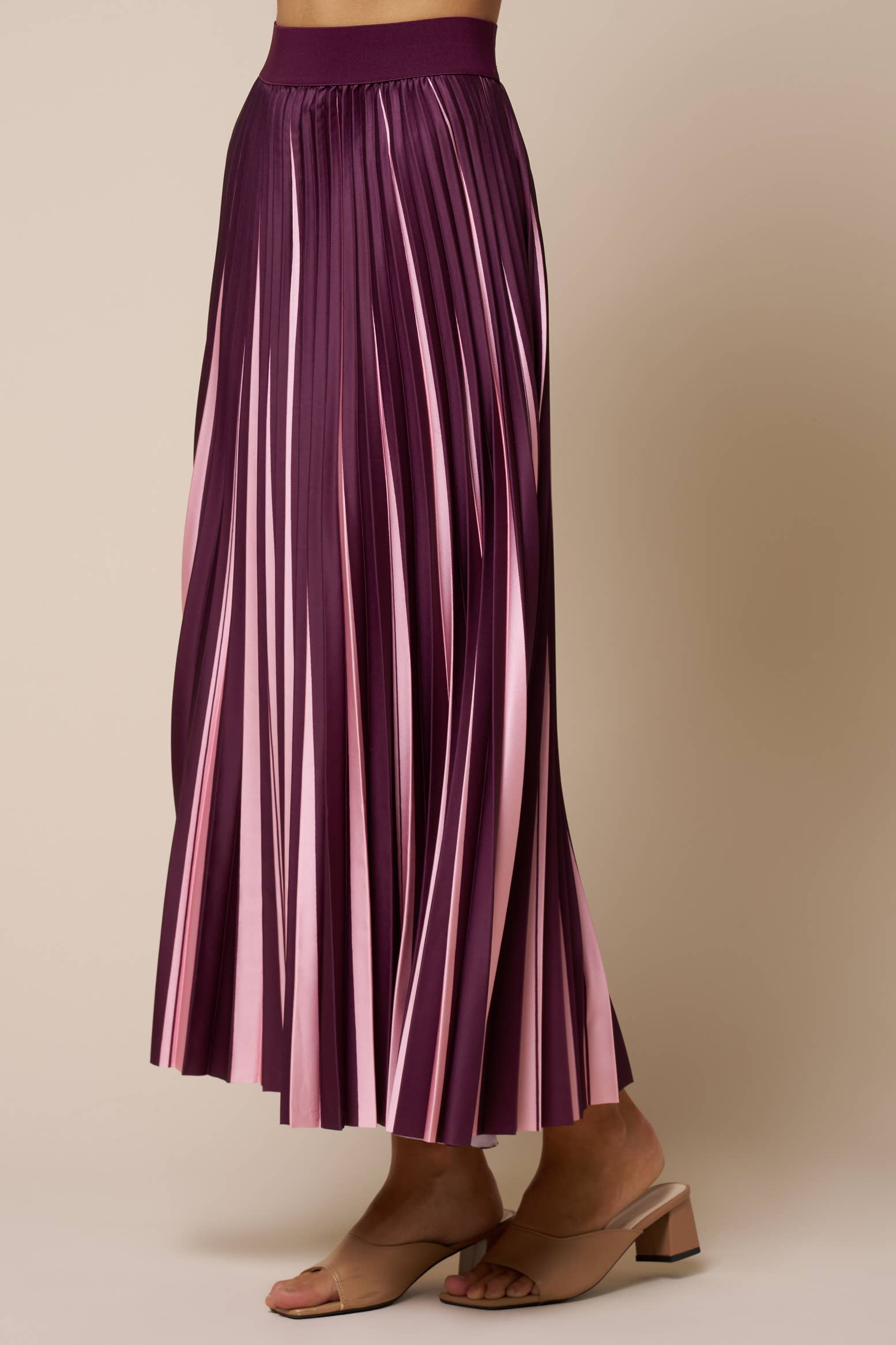 Mel Pleated Maxi Skirt | Wine
