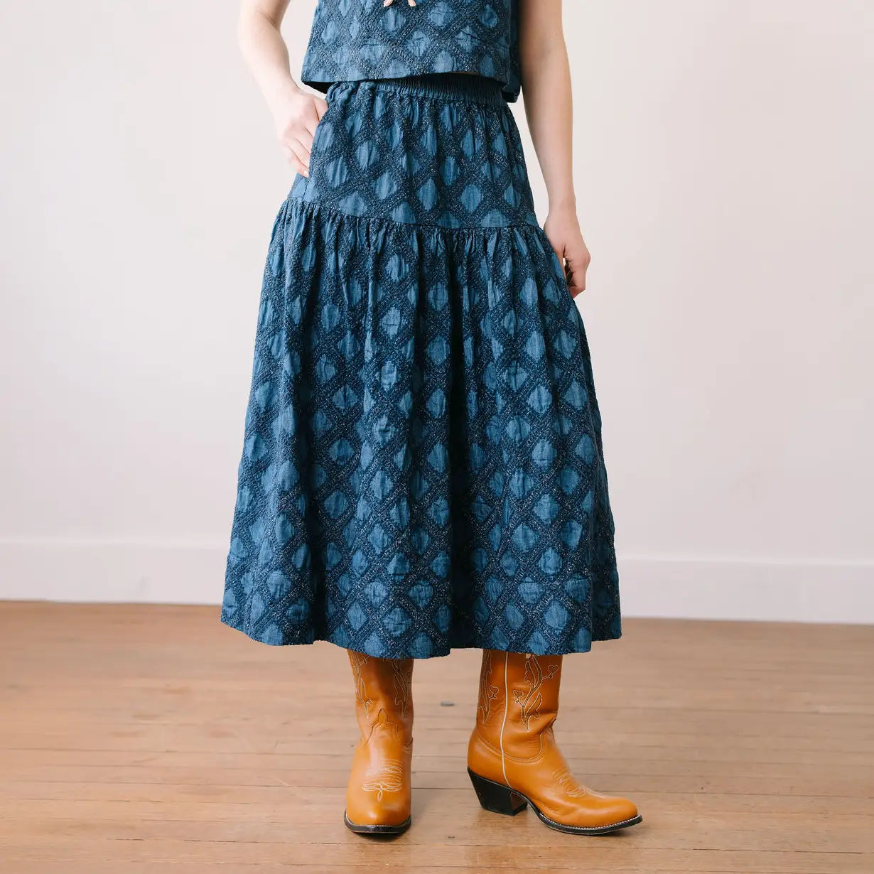 Denim Eyelet Skirt