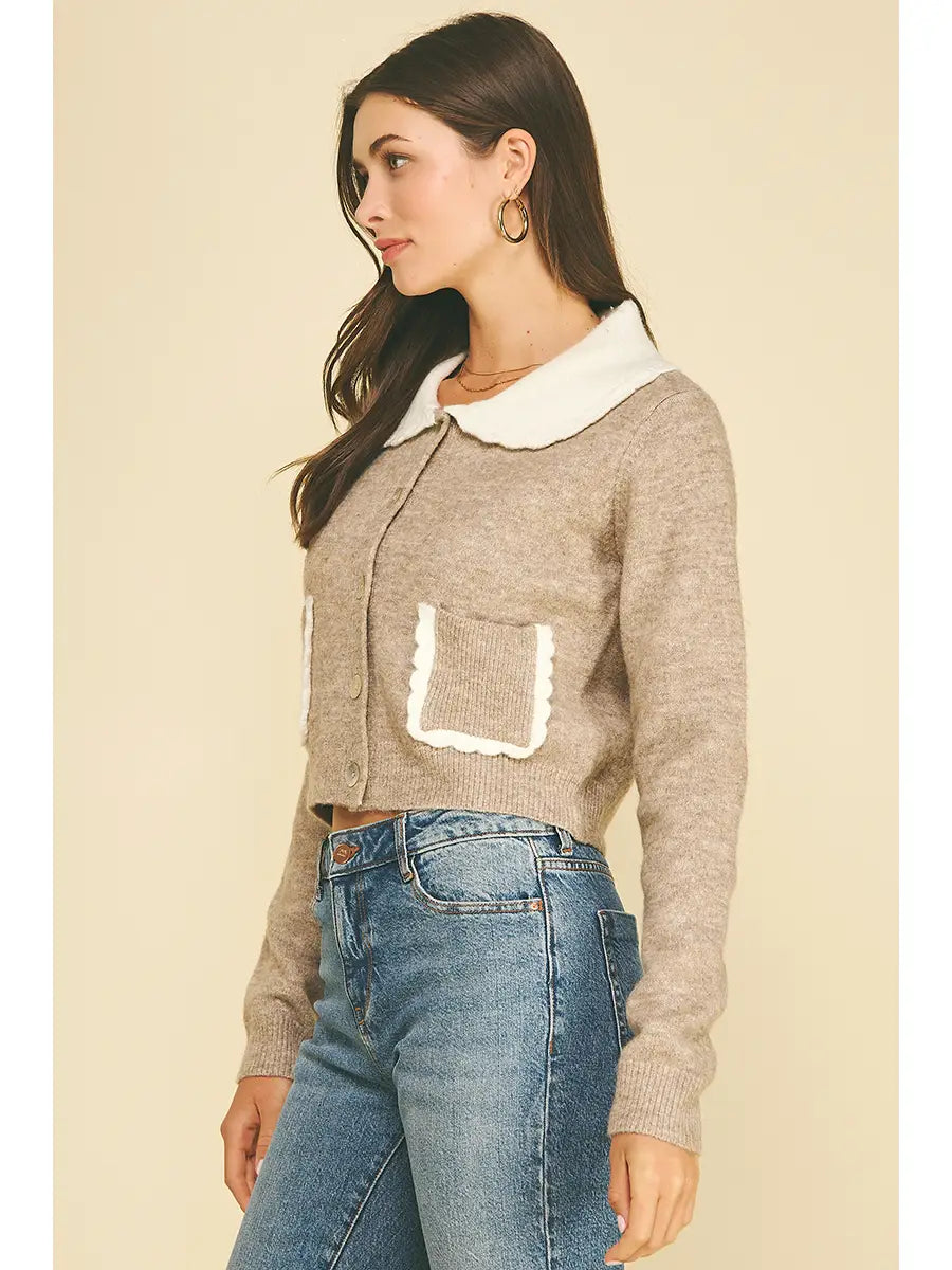 Lacey Cardigan| Taupe & Ivory