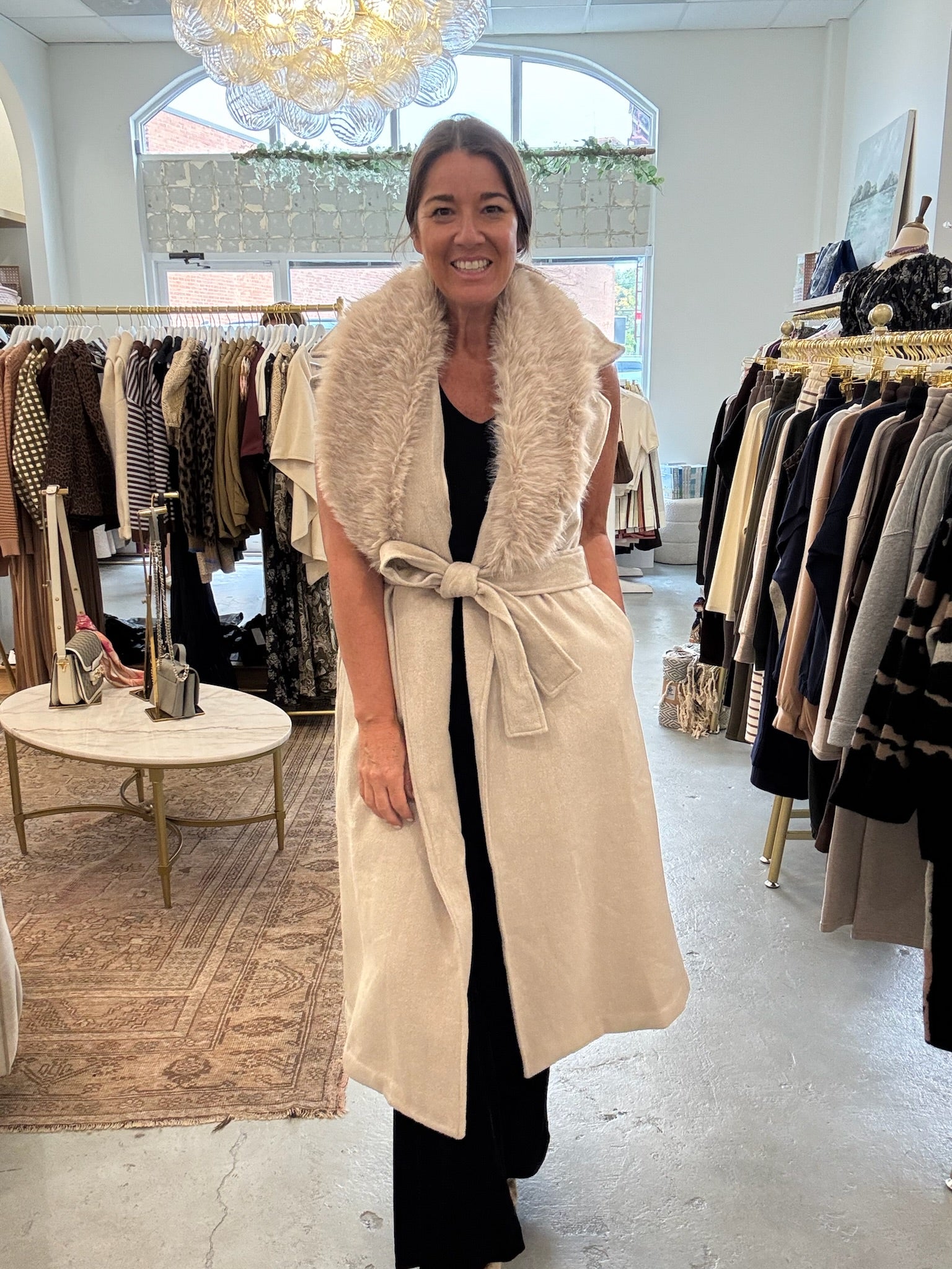 Carol Faux Fur Coat | Taupe